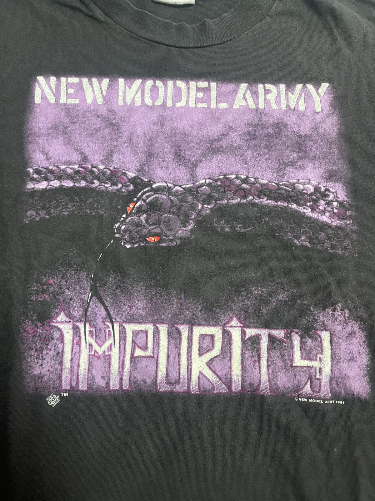 Band Tees × Vintage 1991 NEW MODEL ARMY IMPURITY RARE ARCHIVE HANES size XL Size US XL / EU 56 / 4 - 3 Thumbnail