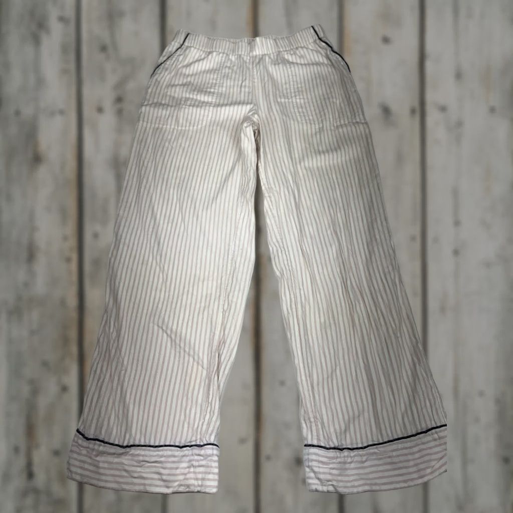 Vintage Soma Pajama Pants Women Small Pink Striped Sleep Drawstring Lounge Stars Size 28" / US 6 / IT 42 - 1 Thumbnail