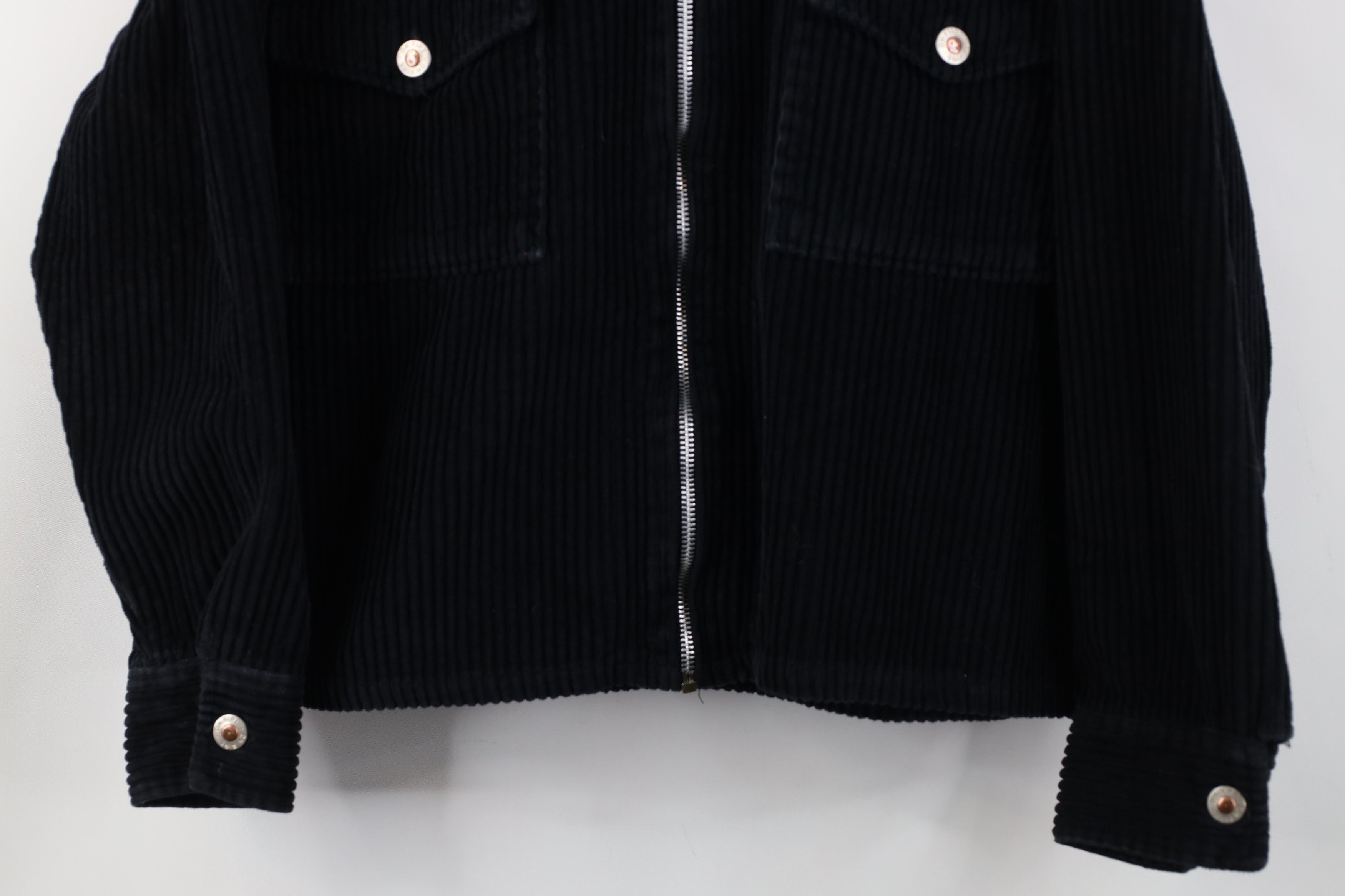Vintage Vintage 90s Y2K Babydoll Full Zip Corduroy Jacket Black Size S / US 4 / IT 40 - 3 Thumbnail