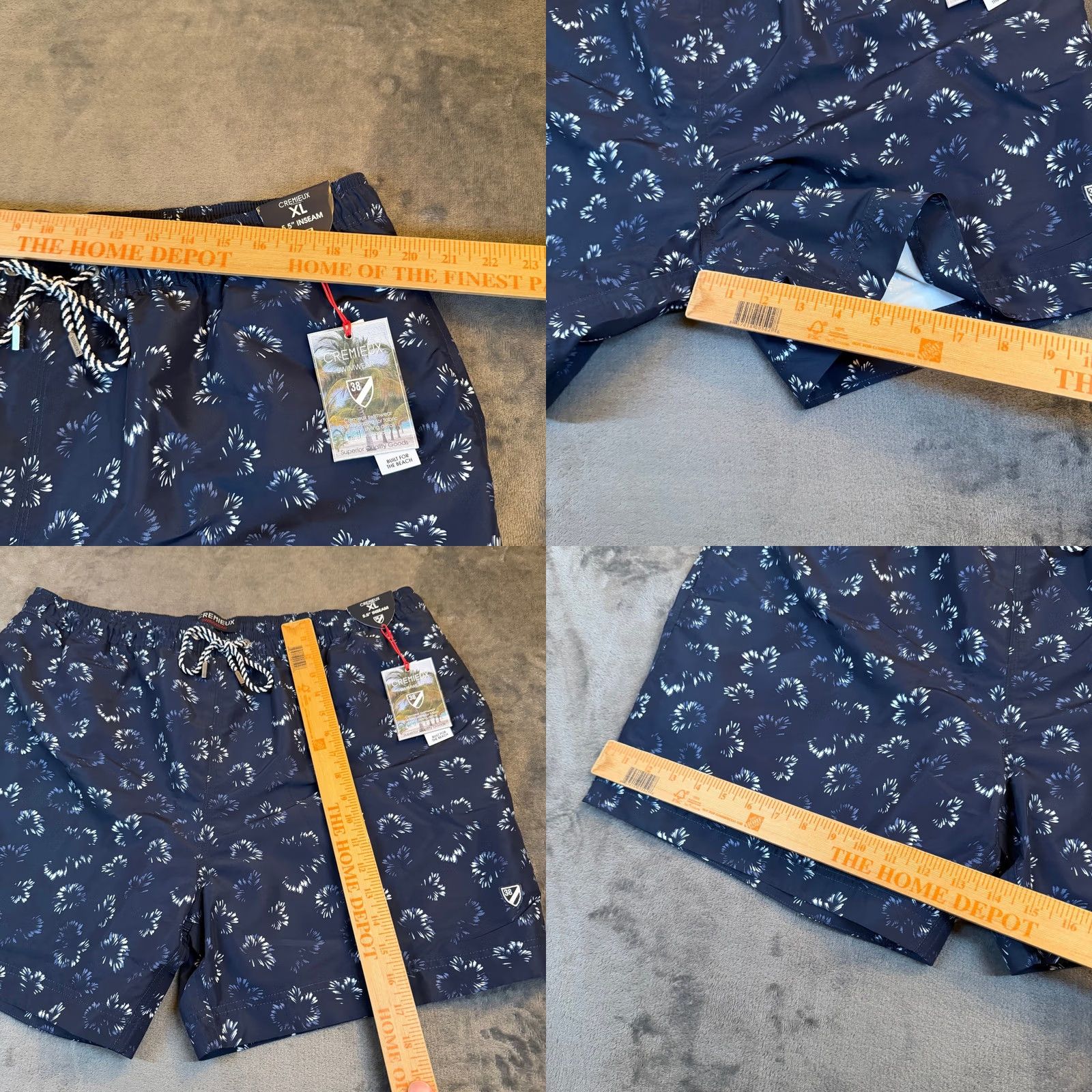 Cremieux Cremieux Floral Swim Trunks Mens XL Navy Blue 5.5 Inseam NWT Water-Repellent UV-Protection Pockets Drawstring Lined Beach Bottoms Pattern: Floral Palm Size US 36 / EU 52 - 8 Thumbnail