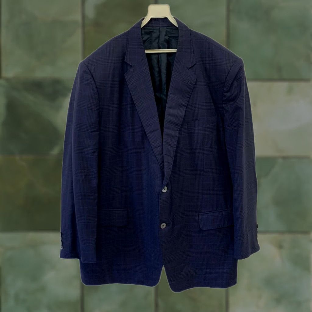 Ermenegildo Zegna VINTAGE Ermenegildo Zegna Trofeo 600 Blazer Mens 52 Chest Navy Plaid Wool Silk Italy Blazer Mens 52 Navy Plaid Wool Silk Trofeo 600 Italy Size 52R - 1 Thumbnail