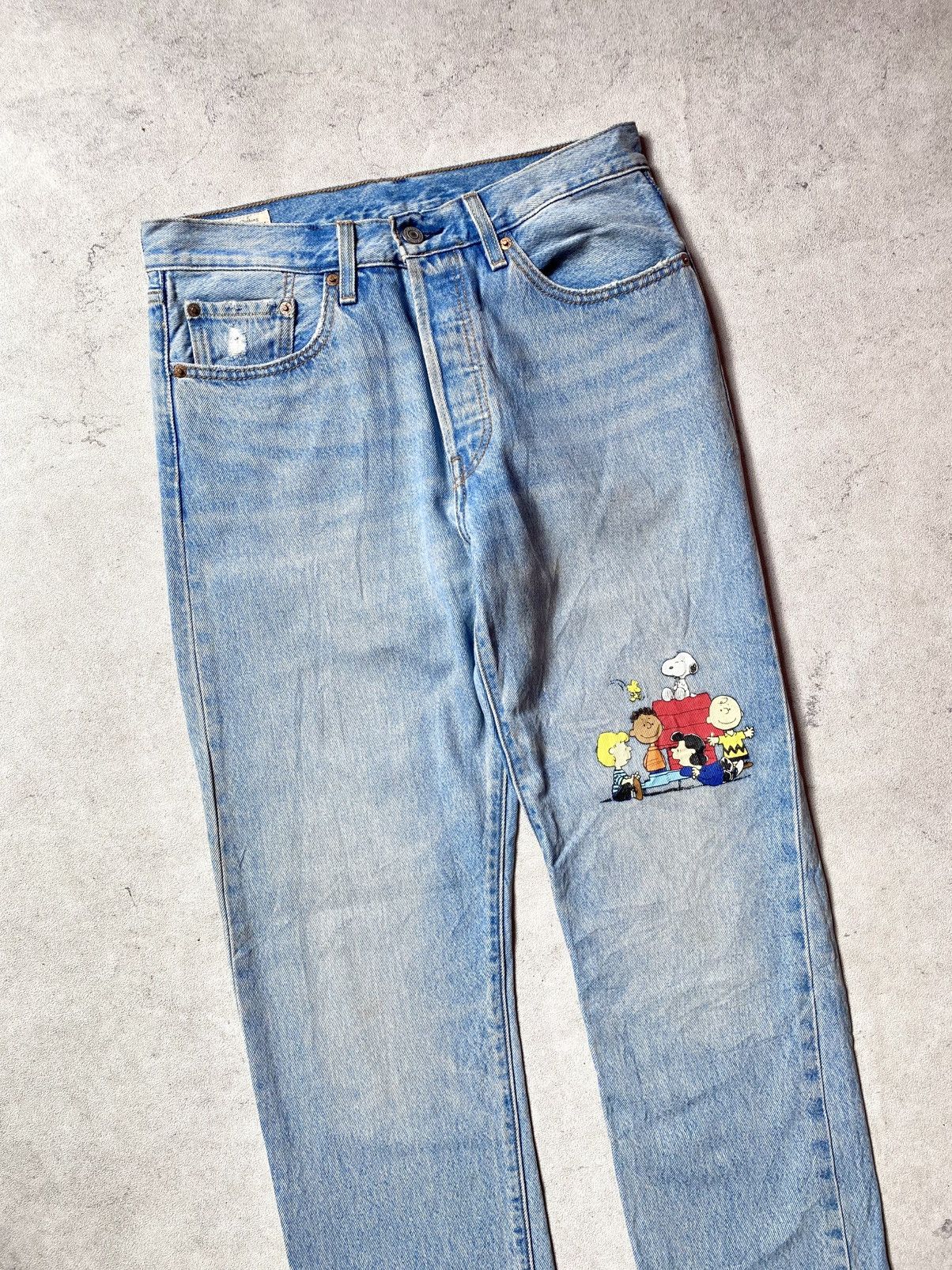 Levi's Levis 501 x Peanuts Snoopy Light Blue Jeans Size 28" / US 6 / IT 42 - 8 Thumbnail