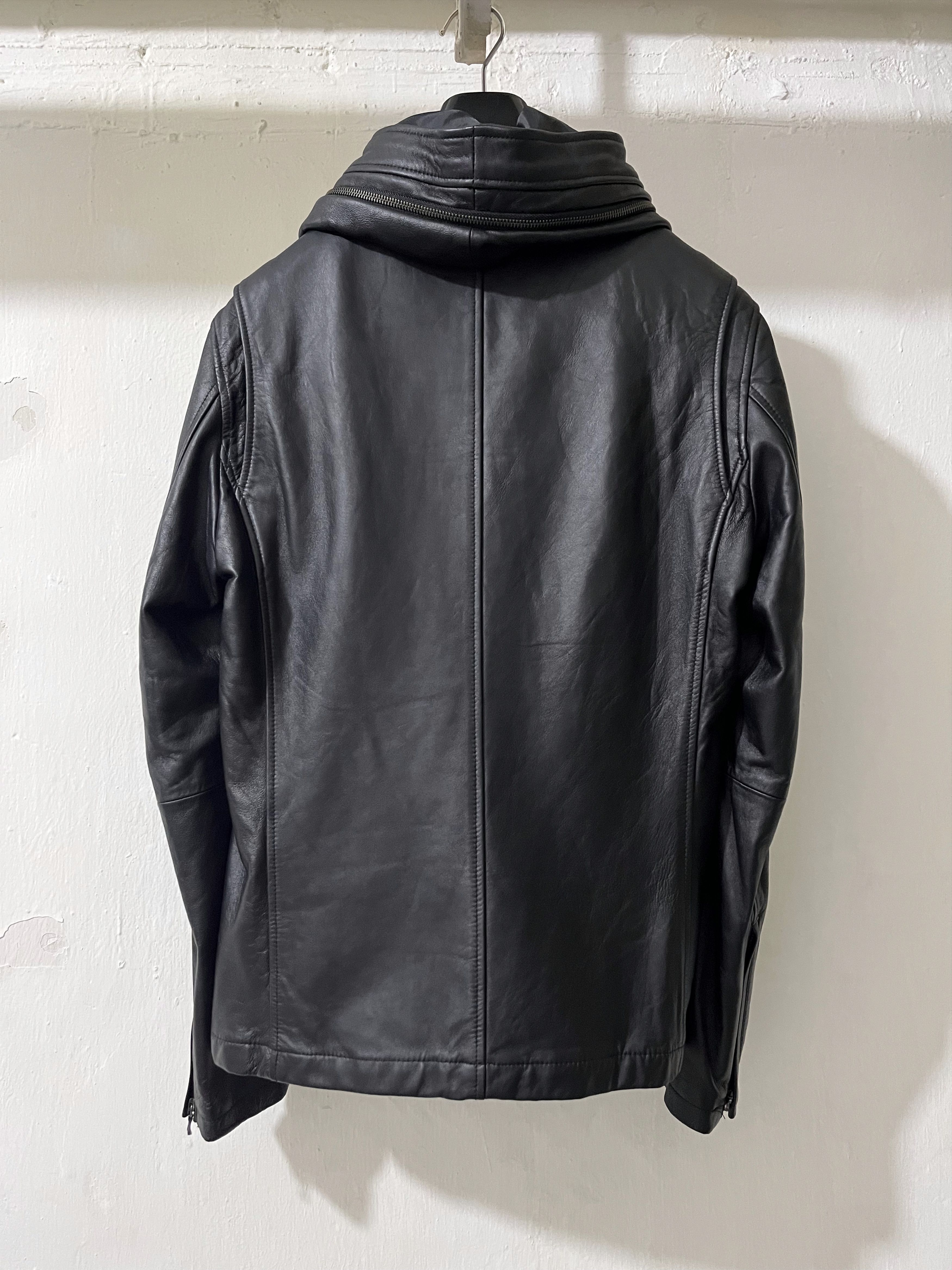 Katharine Hamnett London 00S KATHARINE HAMNETT ASYMMETRIC HODDED LEATHER JACKET Size XL / US 12-14 / IT 48-50 - 3 Thumbnail