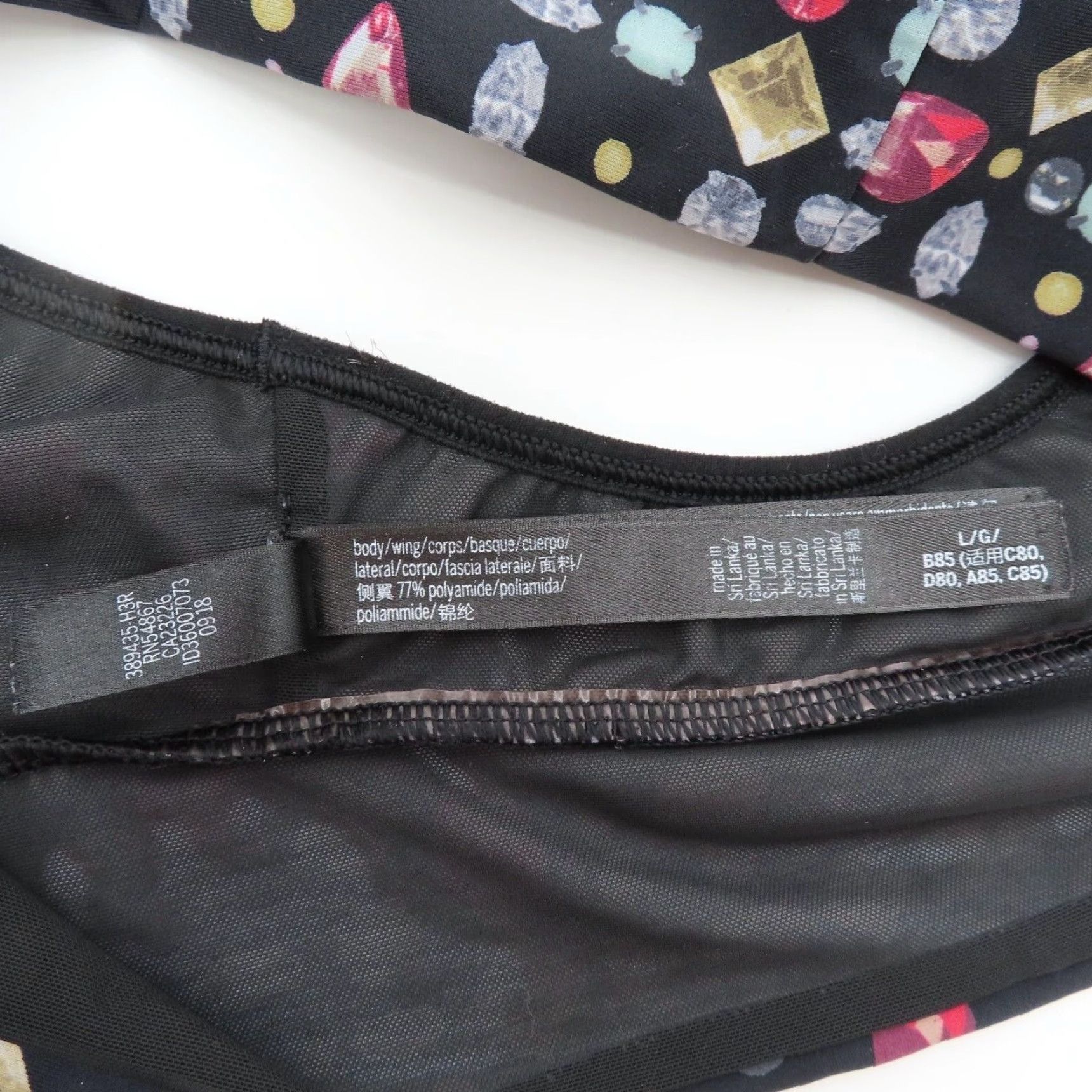 Victoria's Secret Victoria's Secret Victoria Sport Large Bejeweled Gemstone Racerback Wireless Sports Bra Black L Women Shirt Size ONE SIZE - 6 Thumbnail