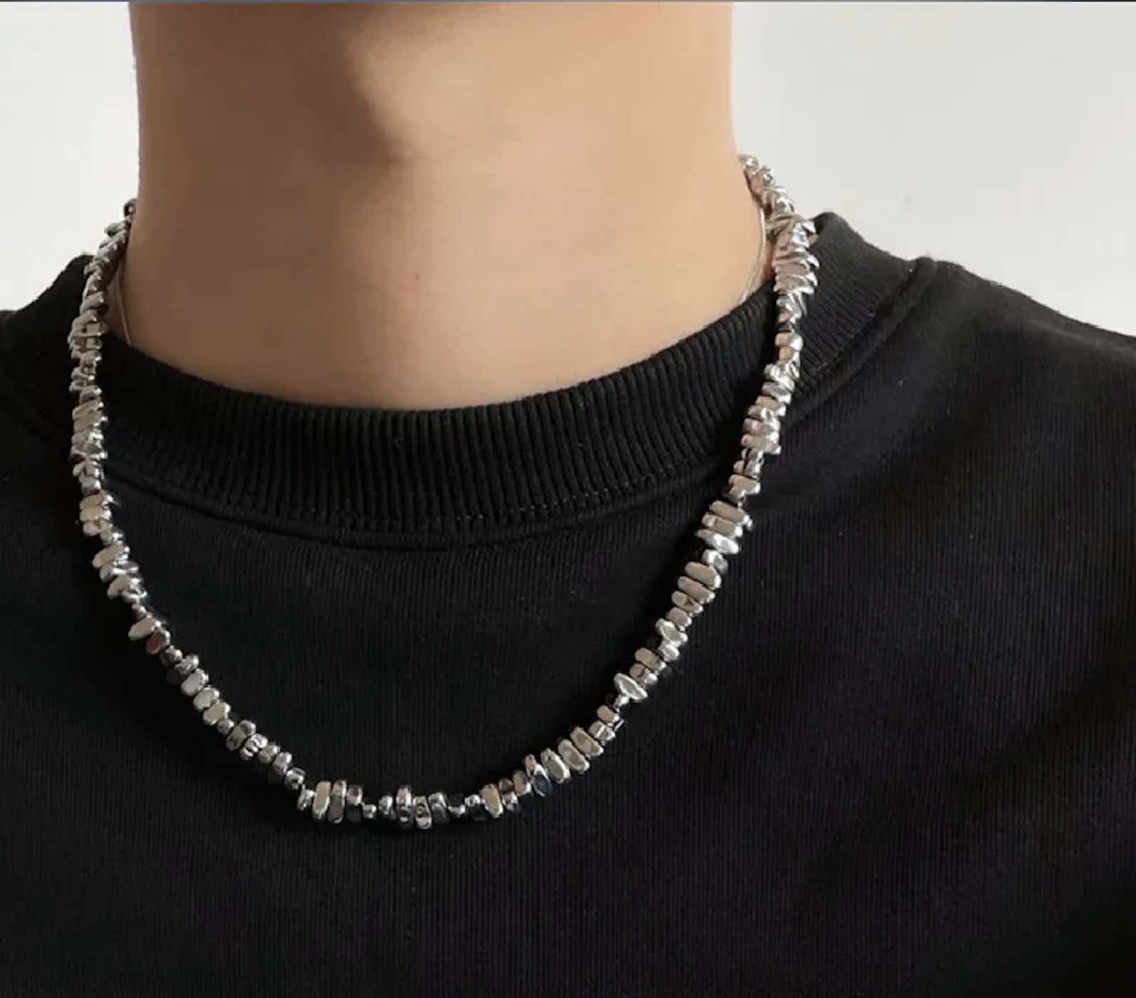 Jewelry Bead Irregular Metal Block Necklace Size ONE SIZE - 1 Thumbnail
