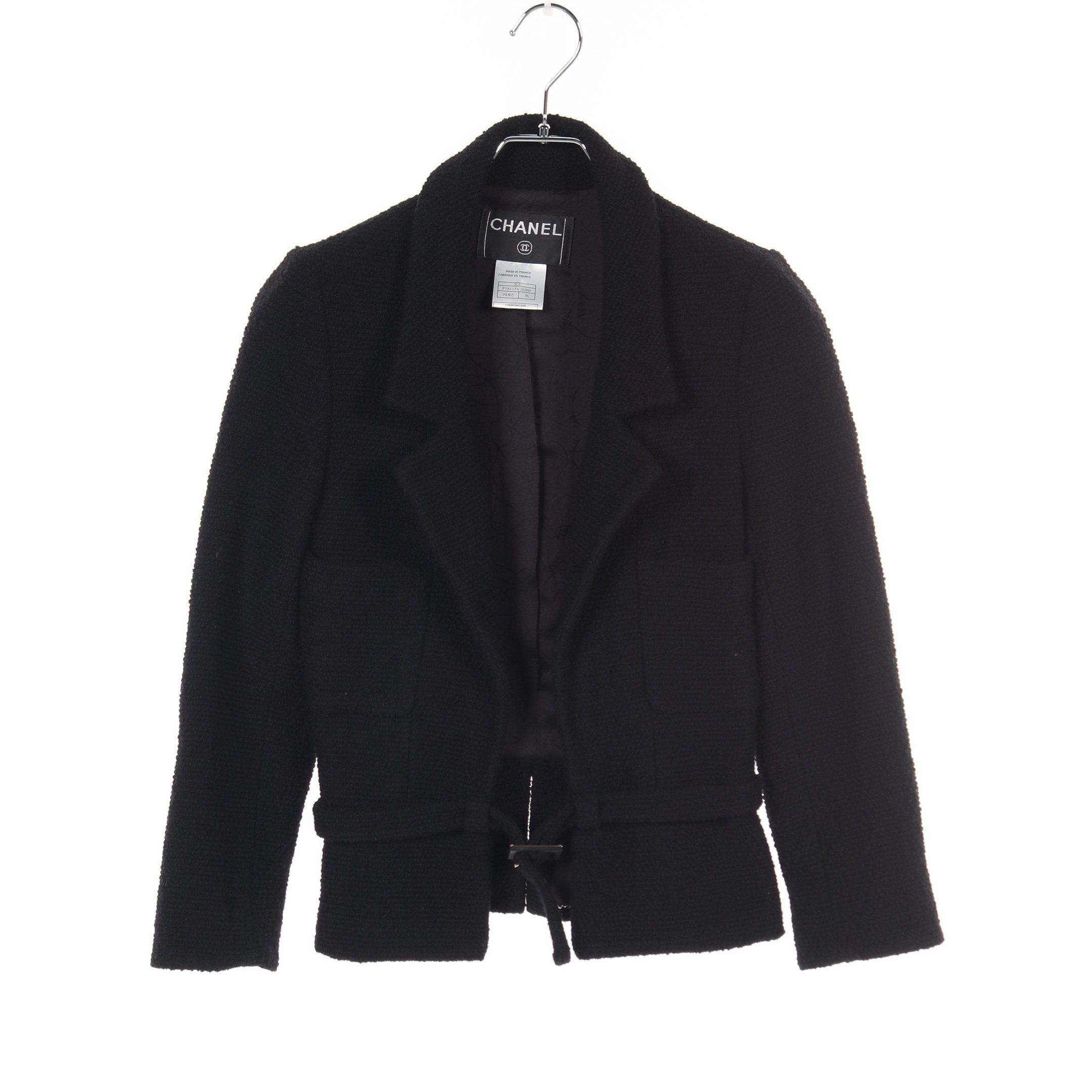 Chanel Chanel Tweed Jacket Wool Nylon Black 01A Size ONE SIZE - 1 Thumbnail