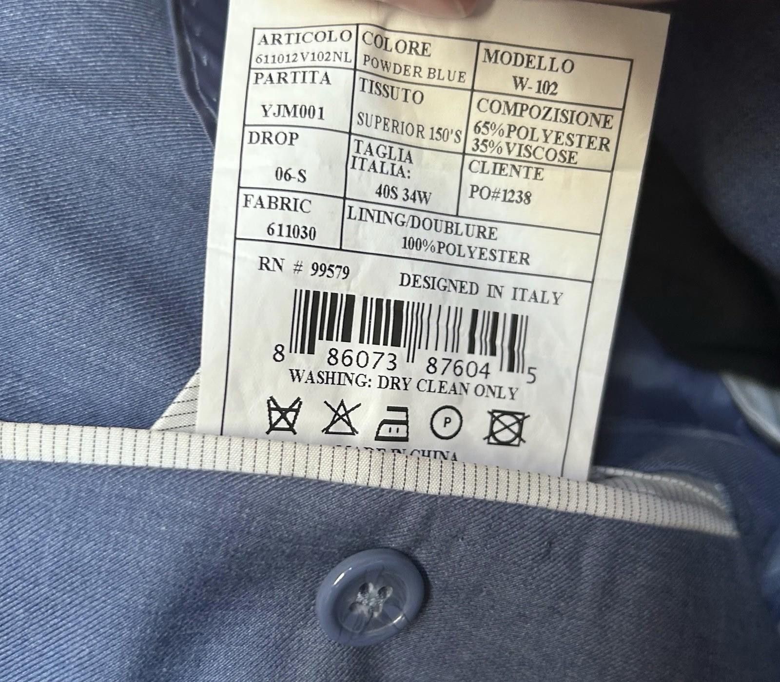 Designer Mr. Nicks 40S Blue Blazer Vest Superior 150’s Fabric Italy Size 40S - 9 Thumbnail