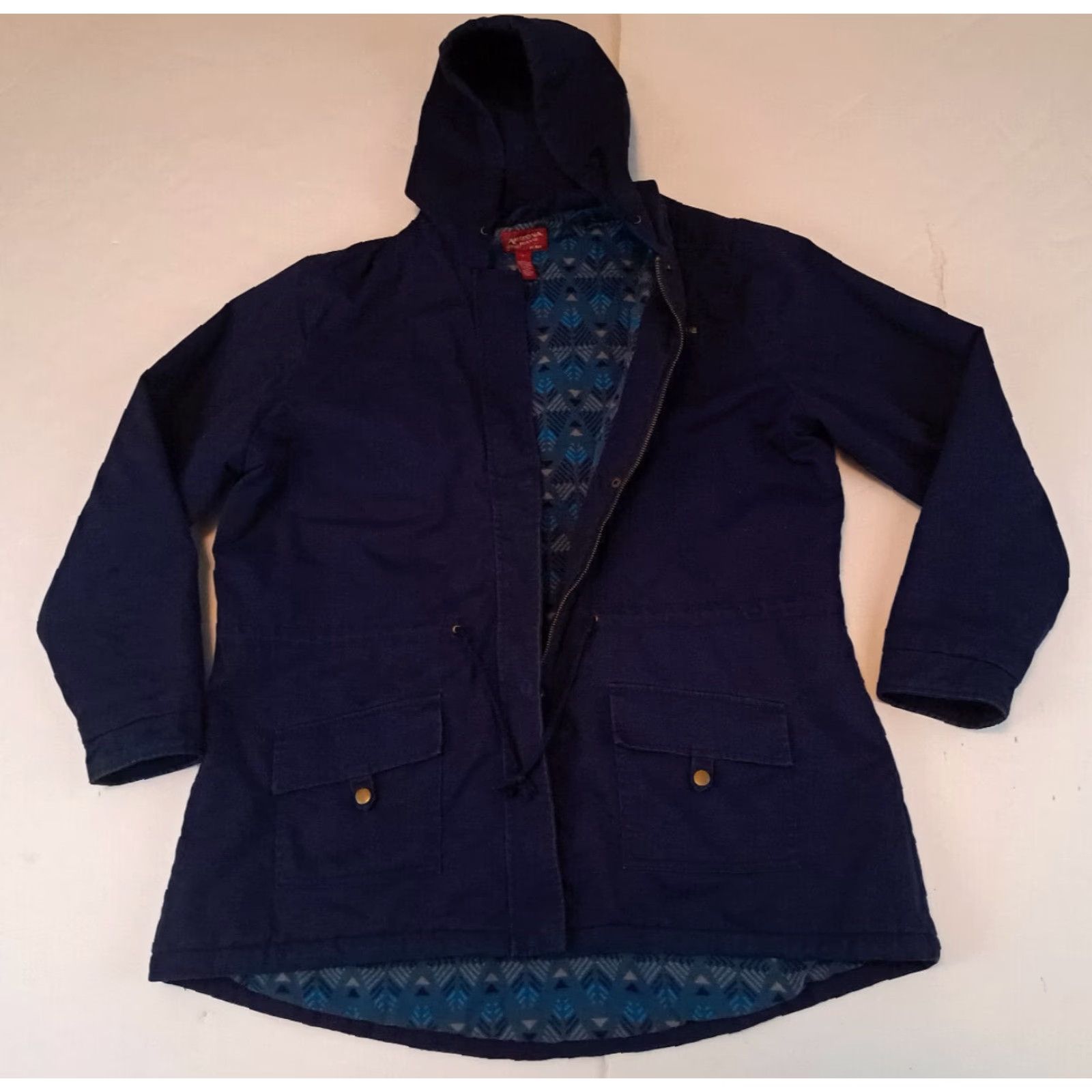 Native VINTAGE Arizona Jeans JRS Plus 2X Women Parka Hoodie Button Canvas Cotton Insulated Blue Jacket Size XXL / US 16-18 / IT 52-54 - 5 Thumbnail