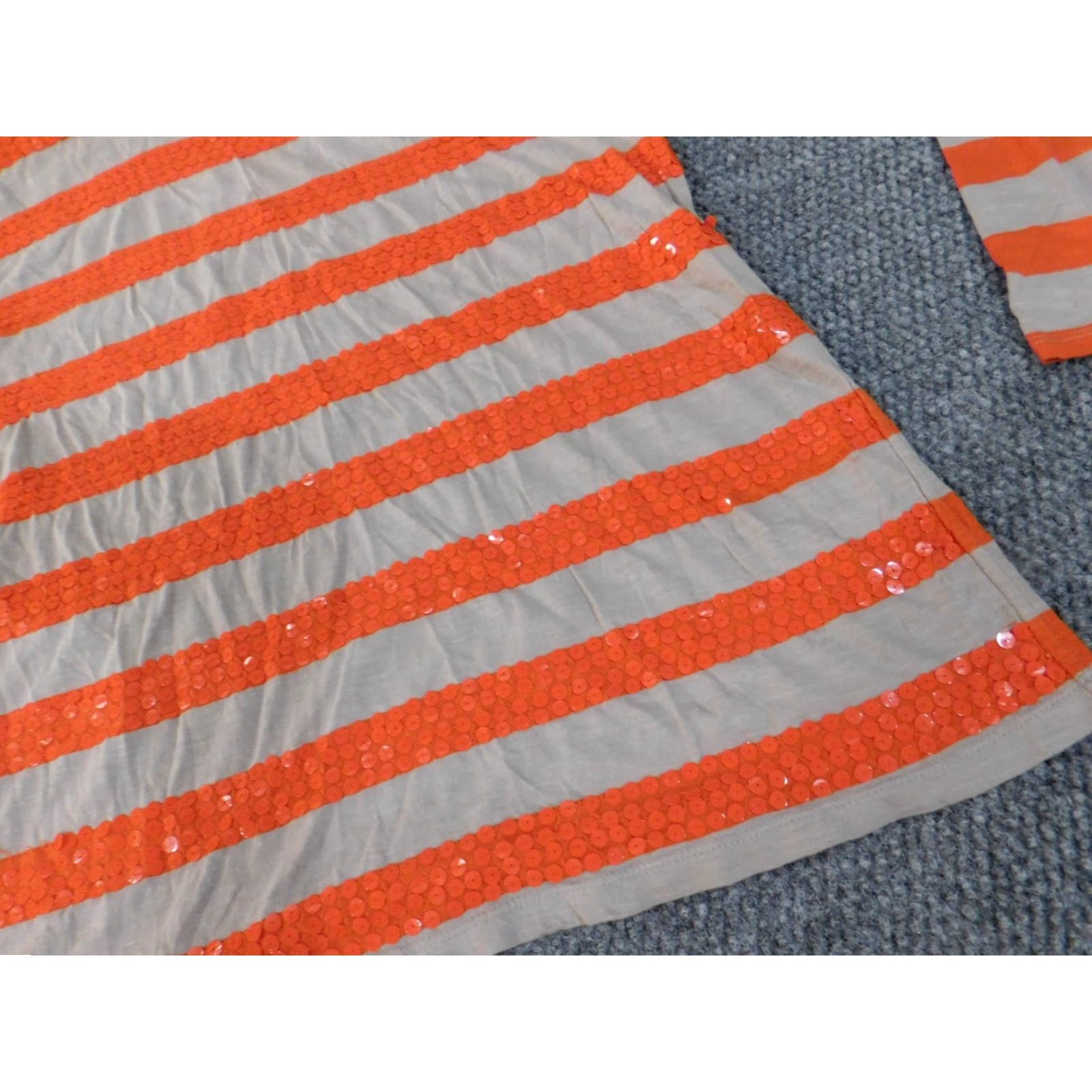 Ann Taylor Loft Ann Taylor Shirt Blouse Womens XL Orange Striped Beaded Knit Cotton Casual Long Sleeve Round Neck Pullover Basic Size XL / US 12-14 / IT 48-50 - 7 Thumbnail