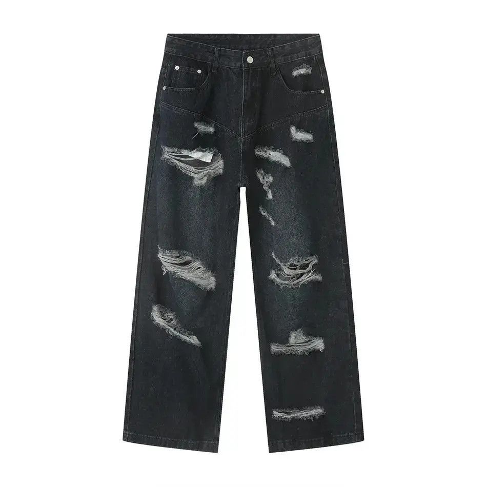 Japanese Brand Retro loose ripped hip-hop jeans Size US 32 / EU 48 - 6 Thumbnail