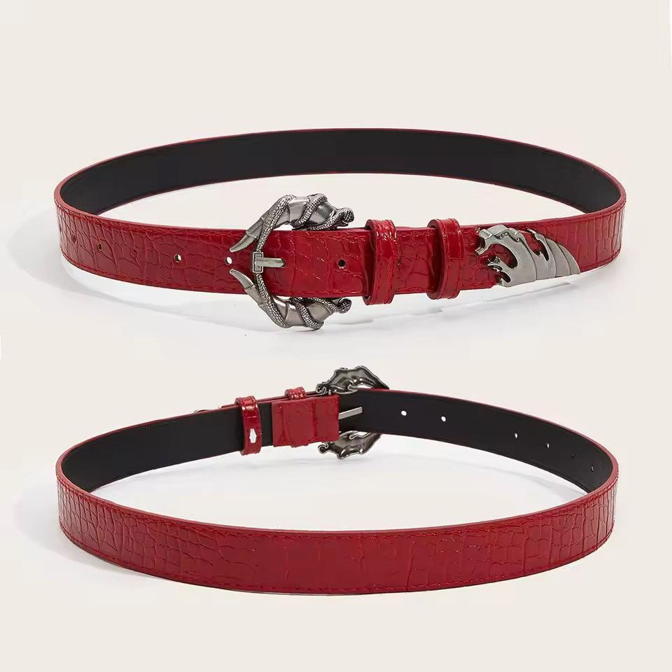 Leather 110 cm Y2k Grunge Buckle Pu Leather Belt Size ONE SIZE - 3 Thumbnail