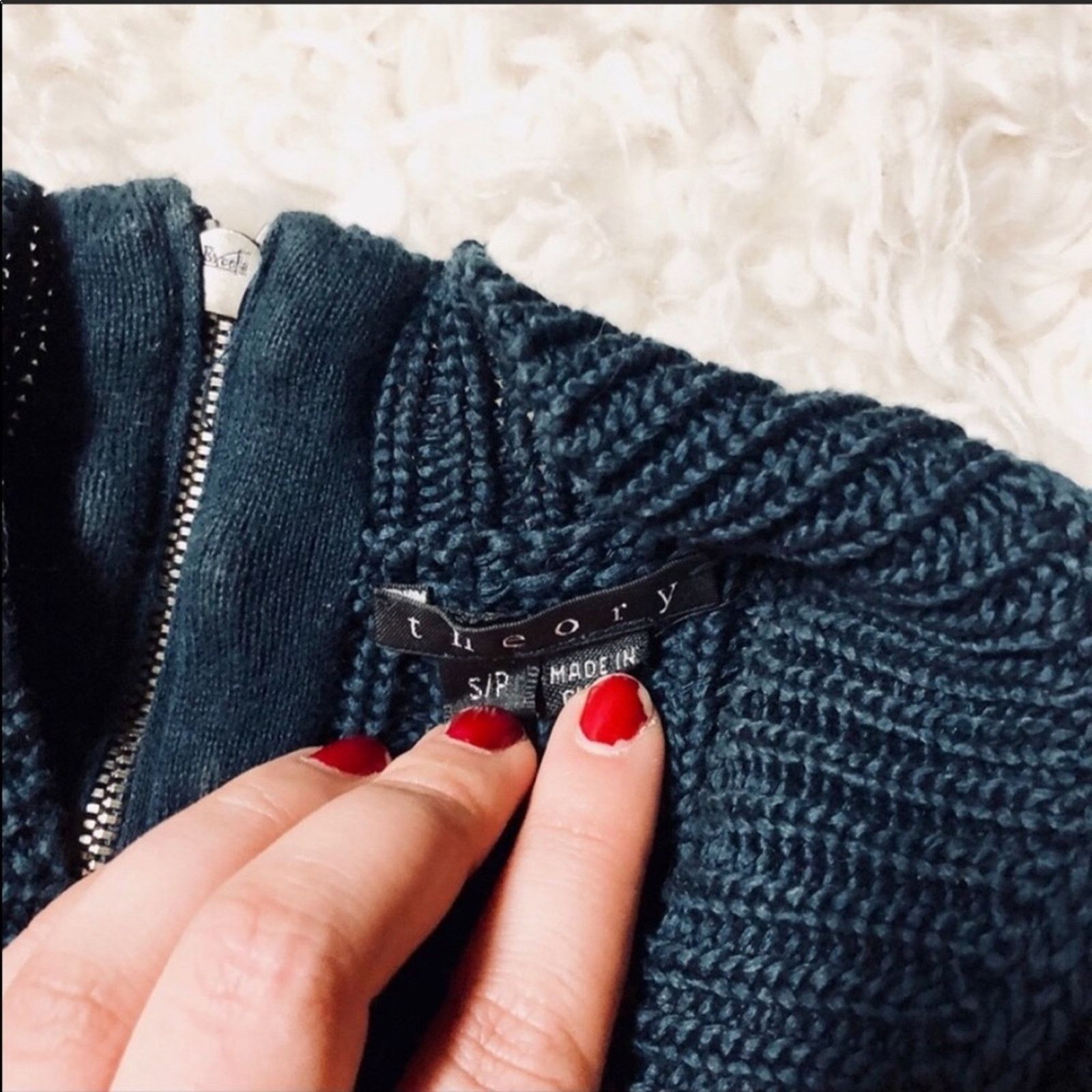 Theory THEORY Manav Teal Crop Woven Knit Pullover Zipper Sweater S Size S / US 4 / IT 40 - 6 Thumbnail