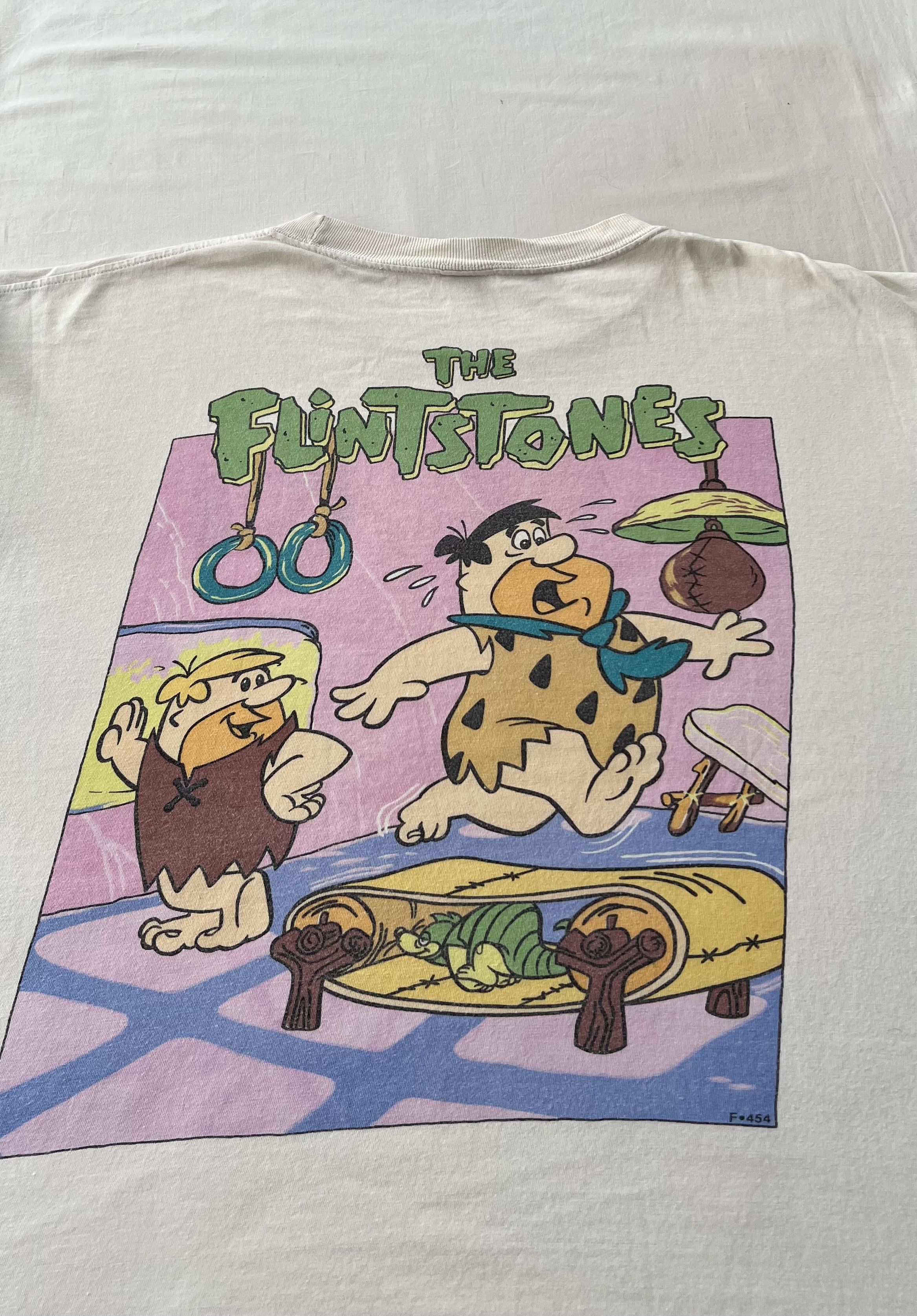 Cartoon Network Vintage 90s The Flintstones Cartoon Humor Funny White Tshirt Size US XL / EU 56 / 4 - 13 Thumbnail