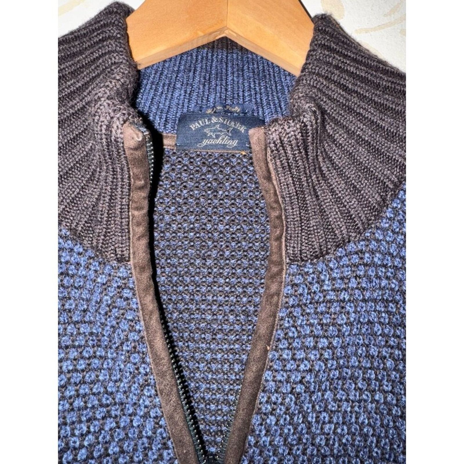 Paul & Shark Paul & Shark Yachting Men's L Sweater Jacket with Leather Size US L / EU 52-54 / 3 - 2 Thumbnail