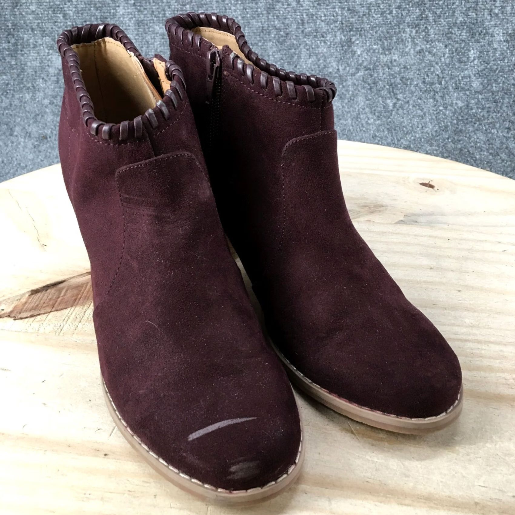 Dolce Vita Dolce Vita Boots Womens 8.5 Ankle Booties Burgundy Fabric Side Zip Heeled Size US 9 / IT 39 - 3 Thumbnail