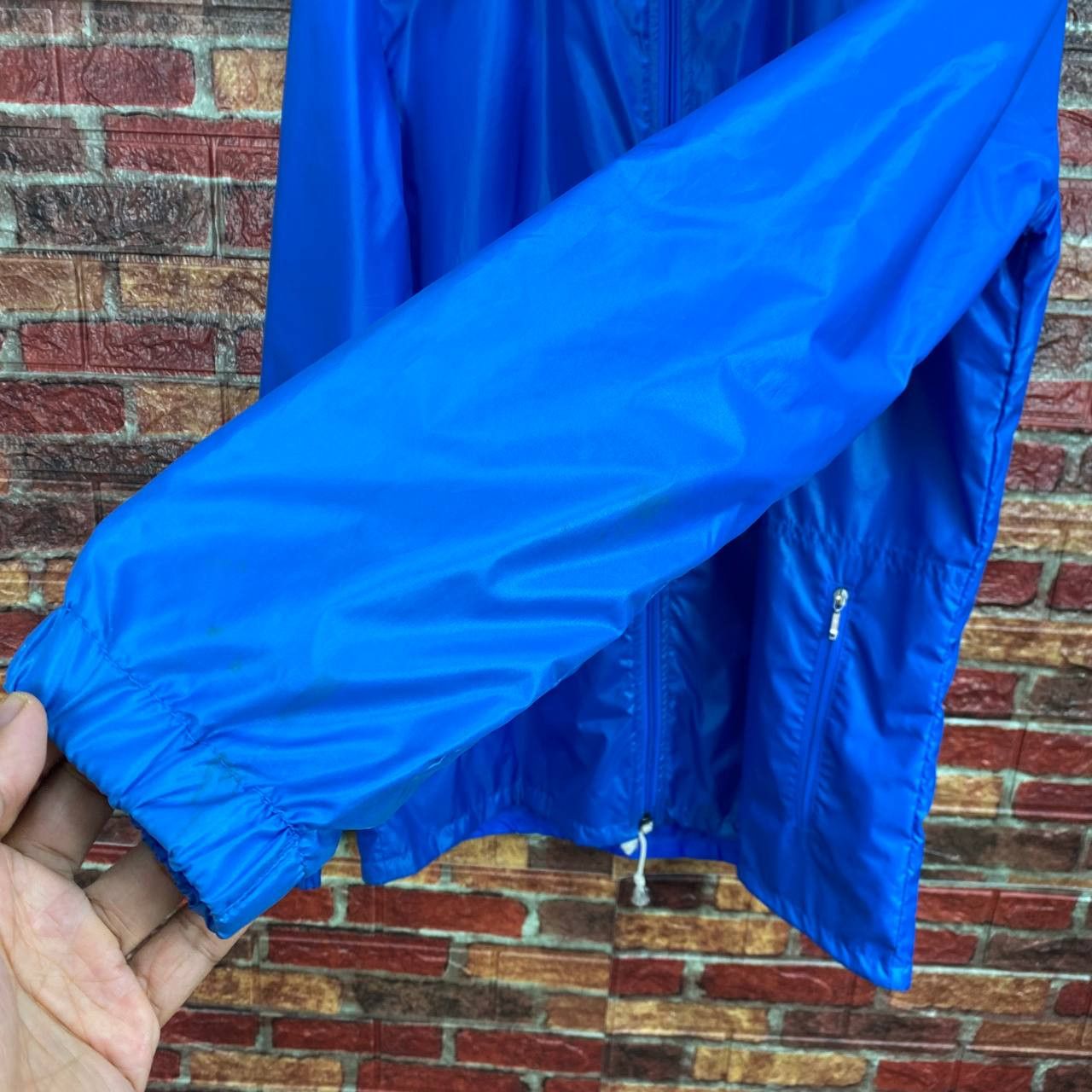 Adidas VINTAGE ADIDAS JAPAN NYLON BLUE STRIPED COLLAR HIDDEN HOOD Size US L / EU 52-54 / 3 - 12 Thumbnail