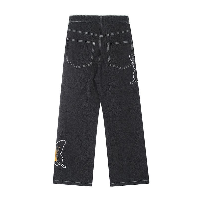 Jean American high street style butterfly embroidered jeans Size US 32 / EU 48 - 2 Thumbnail