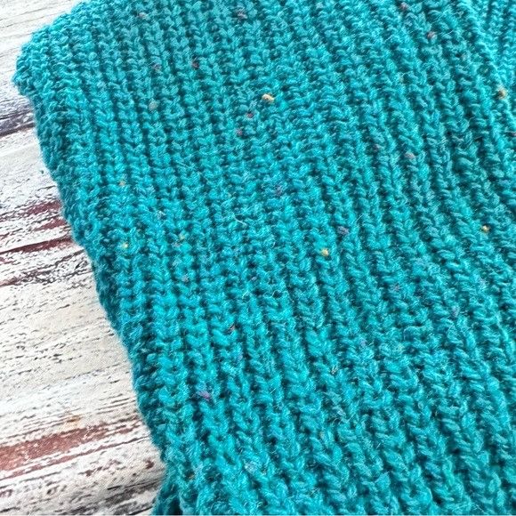 Vintage Vintage Wool “ALPS” Women's Teal Cardigan Boxy Sweater Size S / US 4 / IT 40 - 4 Thumbnail