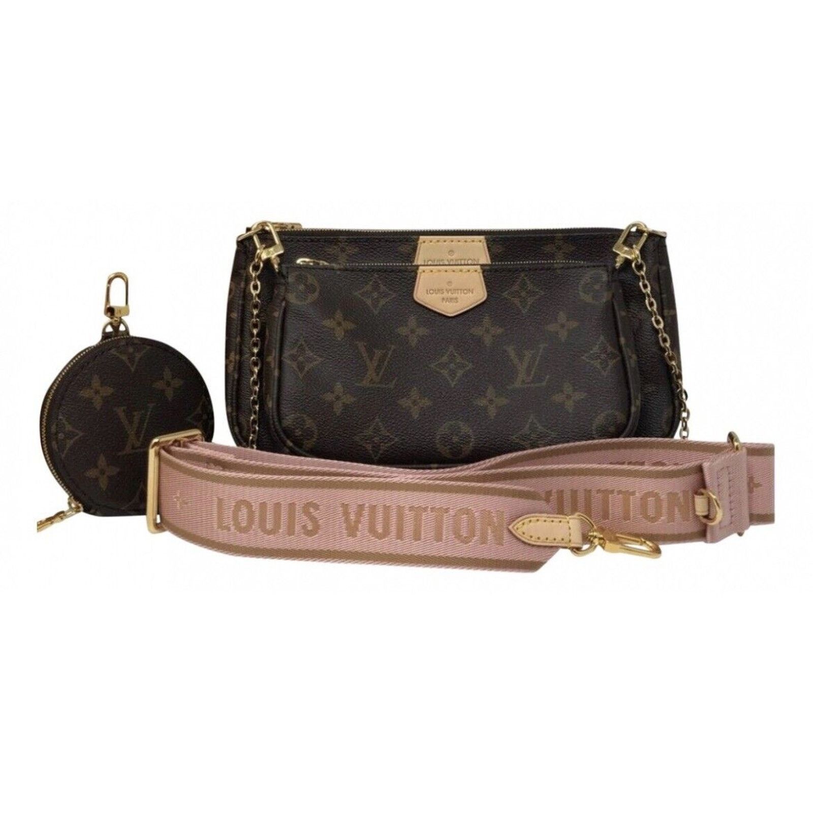 Louis Vuitton LOUIS VUITTON Rose Pink Monogram Canvas Multi Pochette Acc Size ONE SIZE - 2 Thumbnail