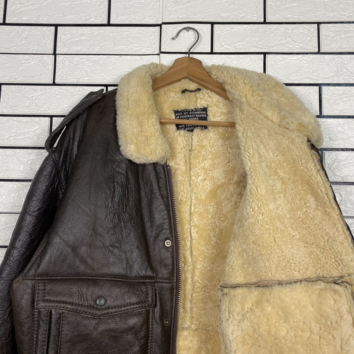 Vintage 🔥VINTAGE SHEARLING GENUINE LEATHER JACKET AVIATION USA Size US XL / EU 56 / 4 - 13 Thumbnail