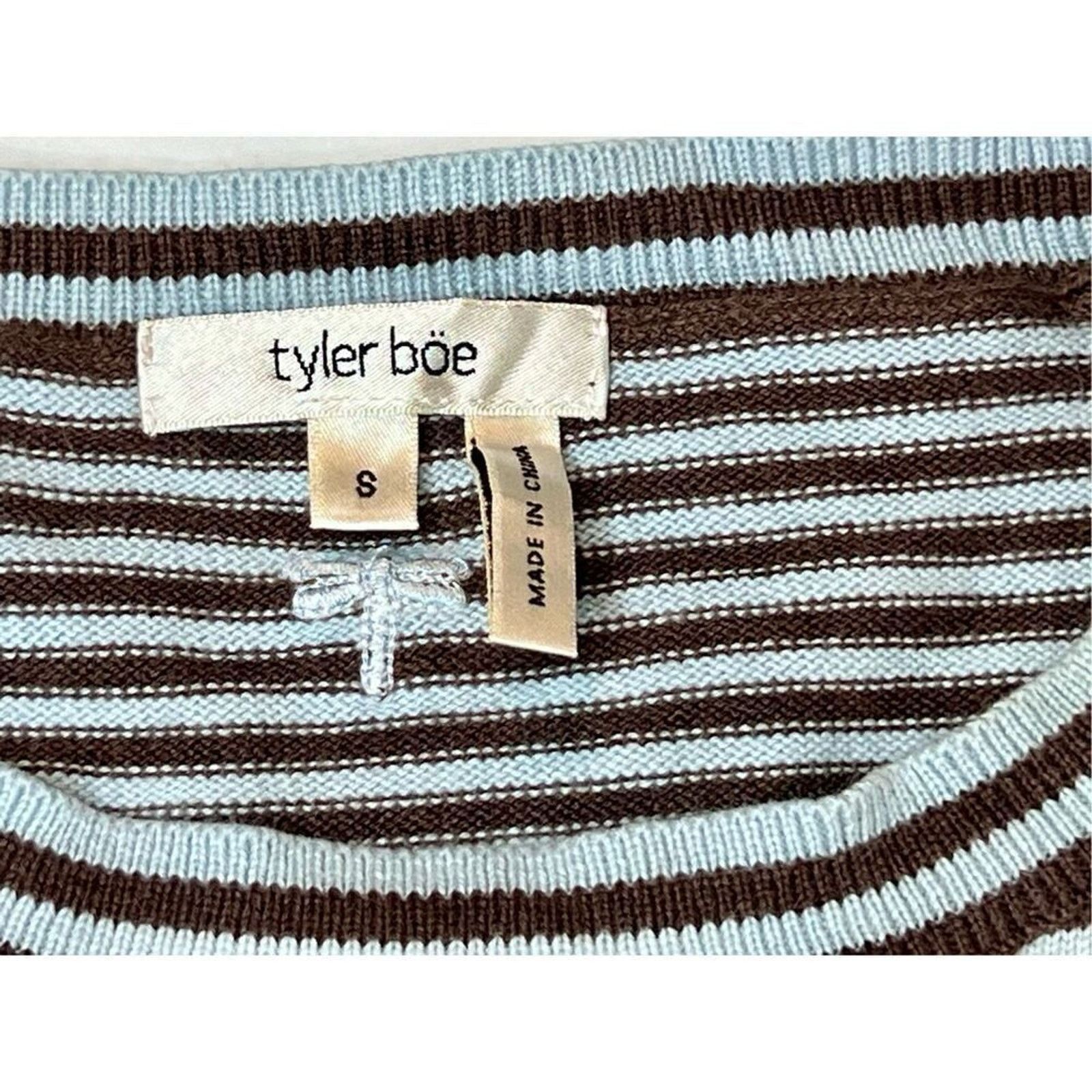 Other Tyler Böe Silk Blend Blue Brown Rib Sweater SMALL $229 Size S / US 4 / IT 40 - 8 Thumbnail