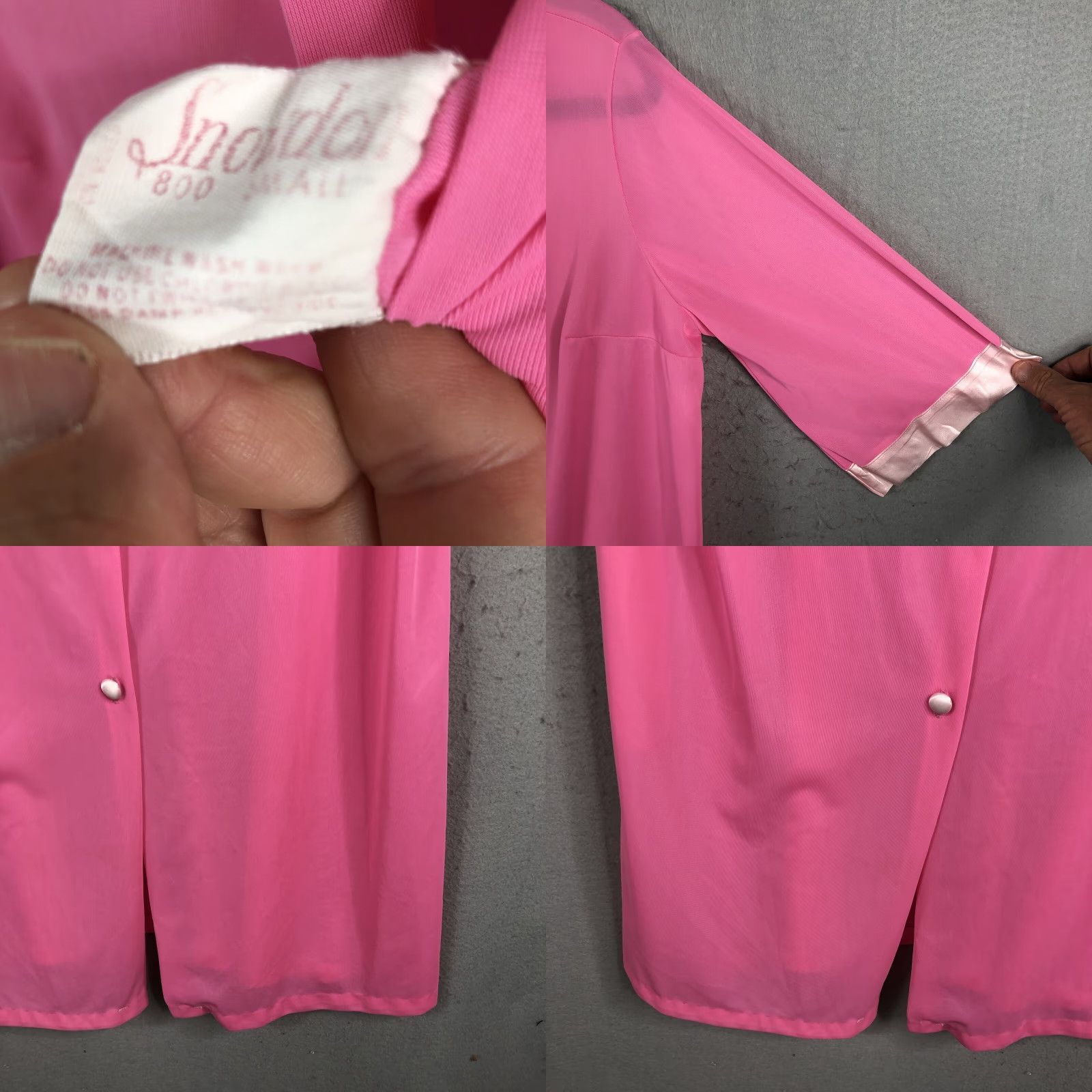 Vintage VINTAGE Snowdon Robe Women’s S Hot Pink Sheer Kimono 1960s Retro Berry Lightweight Short Sleeve Size ONE SIZE - 8 Thumbnail