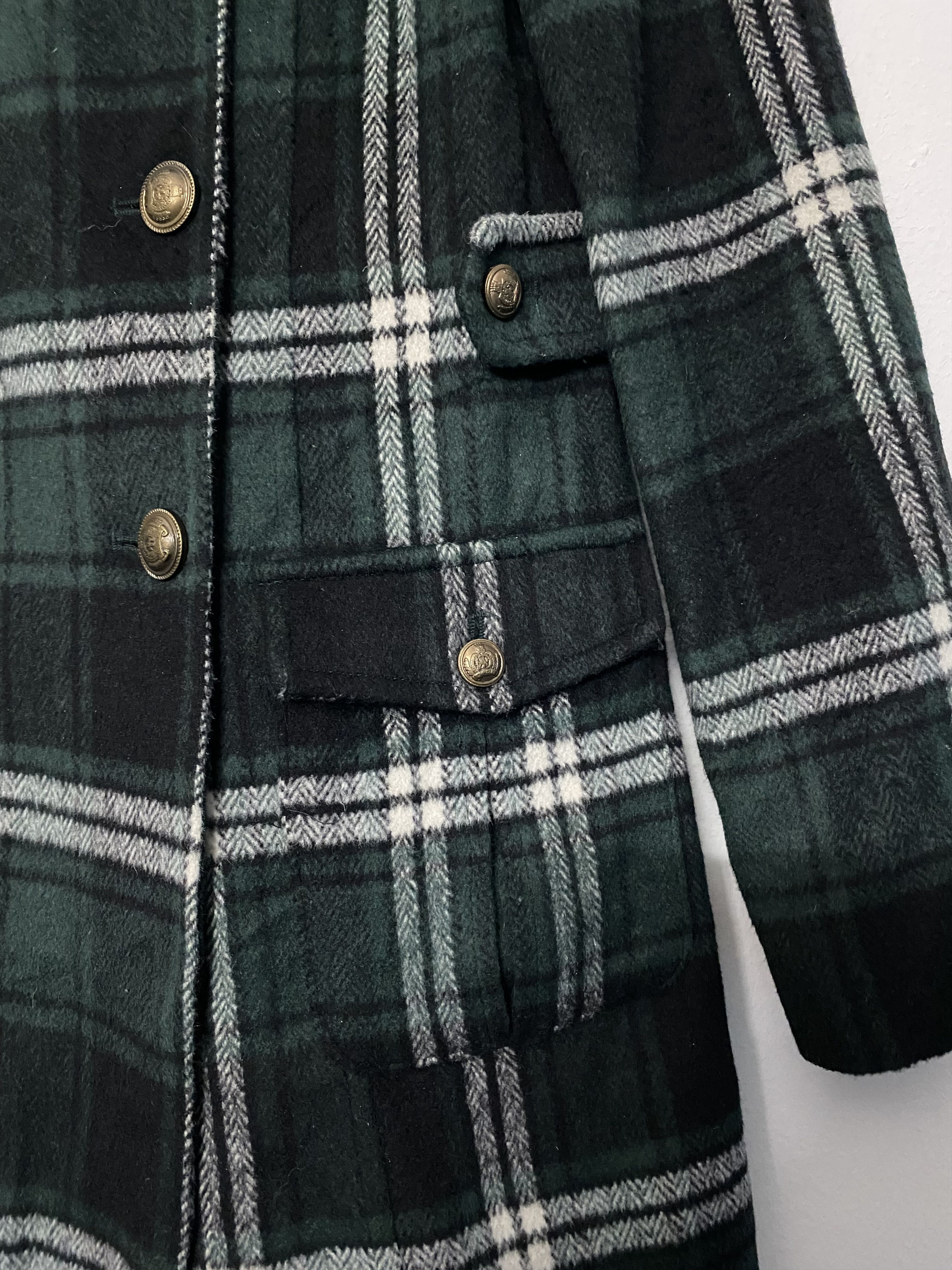 Takeo Kikuchi TK MIXPICE Green Check Tartan Wool Blend Jacket Coat Size M / US 6-8 / IT 42-44 - 8 Thumbnail