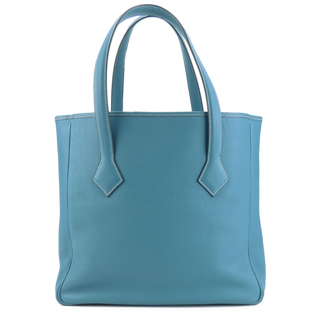 Hermes Hermes Victoria Cabas 32 Tote Bag Blue Leather Tote Bag