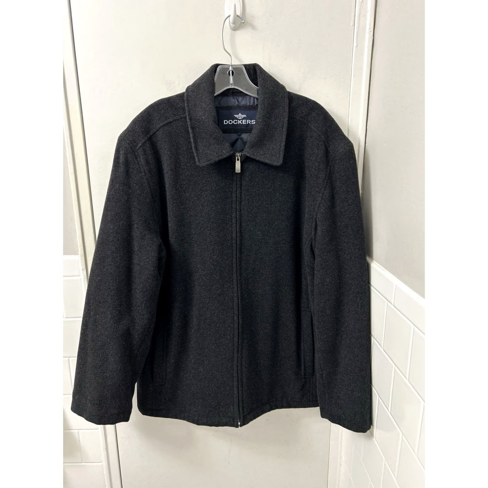 Dockers Dockers Jacket Mens L Charcoal Gray Wool Blend Full Zip Quilted Lined Coat Size US L / EU 52-54 / 3 - 2 Thumbnail