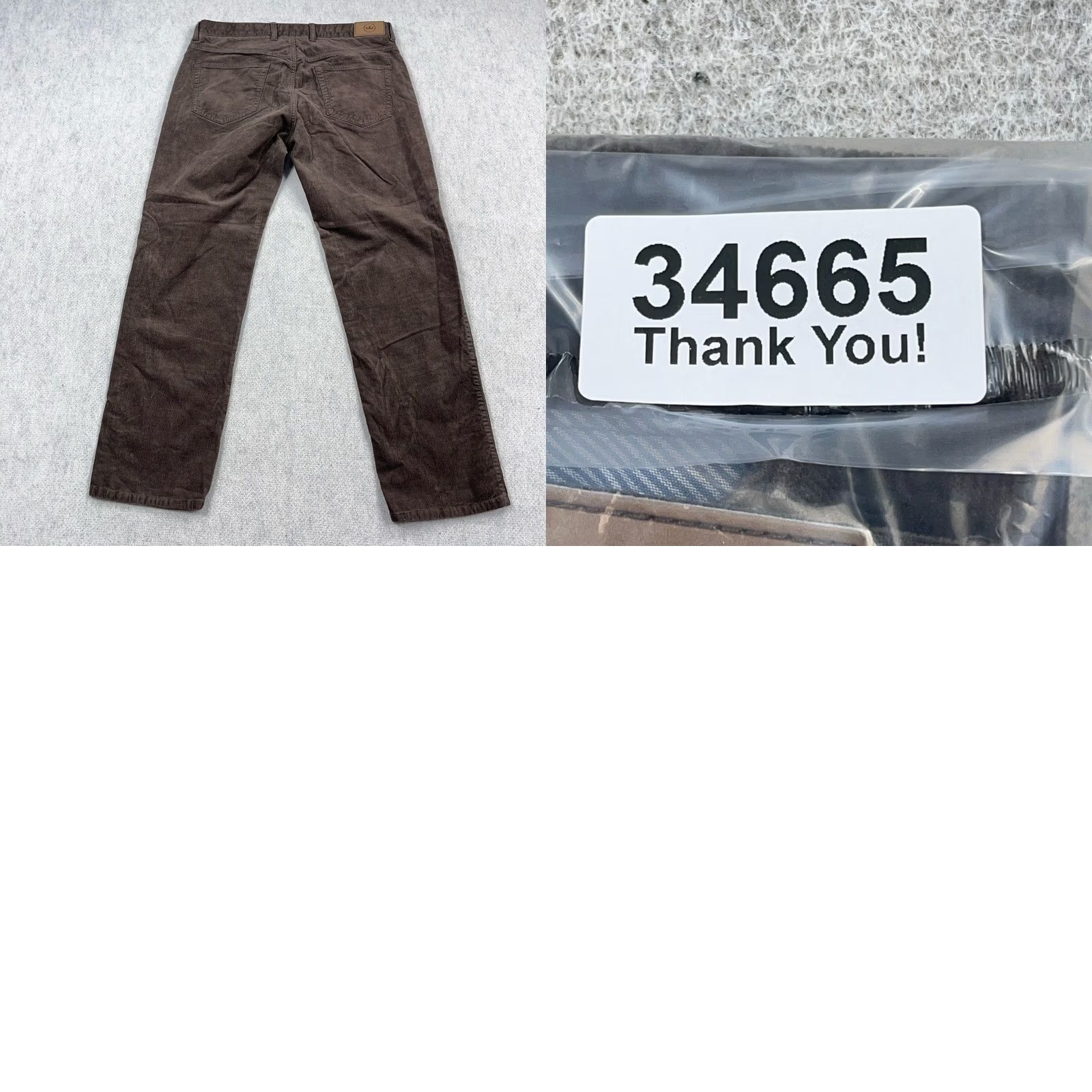 Peter Millar Peter Millar Corduroy Pants Men 33x28 Dark Brown Chino Dress Utility Chocolate Charcoal Brown Cotton Straight Flat Front 5-Pocket Regular Size US 33 - 9 Thumbnail