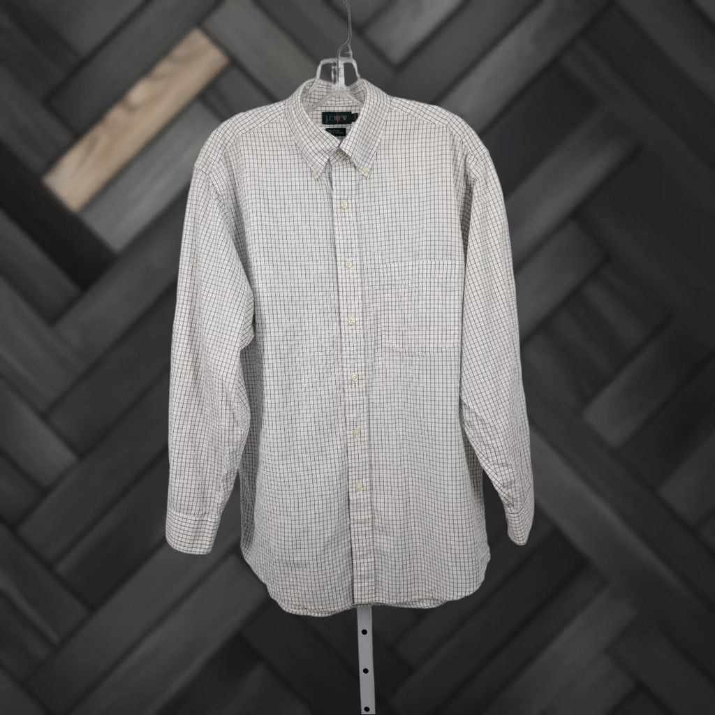 J.Crew VINTAGE J.CREW Oarsman Label Windowpane Button-Down Shirt 15.5 33 Mens White Regular Long Sleeve Size US L / EU 52-54 / 3 - 1 Thumbnail