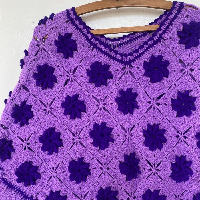 Vintage Crochet Throw Over Purple Poncho Grailed