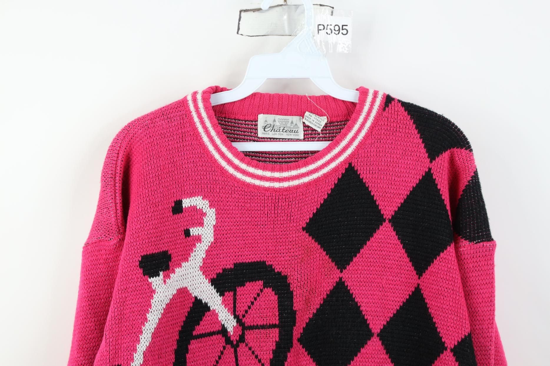 Vintage Vintage 90s Streetwear Abstract Bicycle Cycling Knit Sweater Size M / US 6-8 / IT 42-44 - 2 Thumbnail