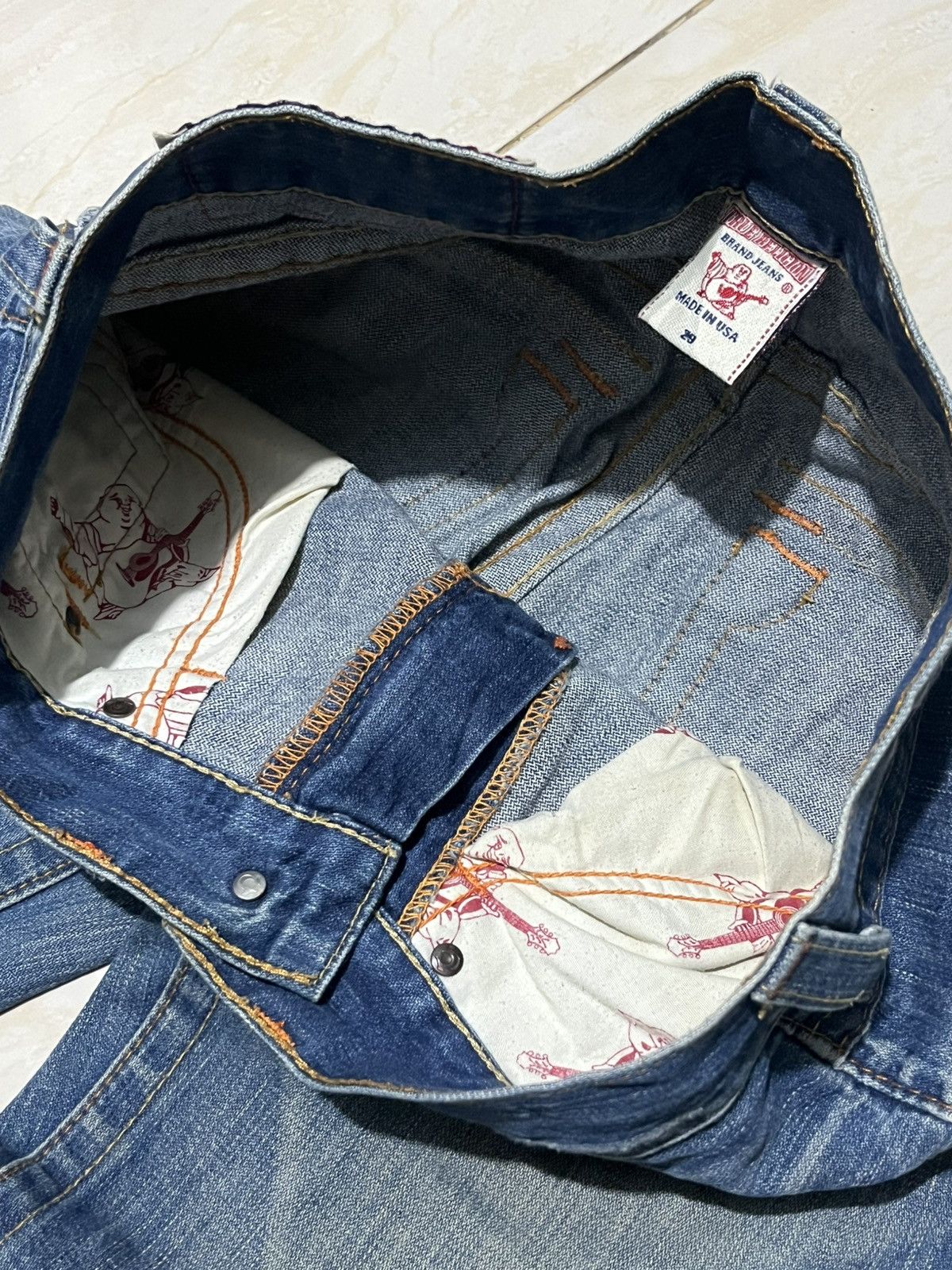 True Religion Flare Jeans True Regligion Joey Distress Faded Y2k Size US 29 - 10 Thumbnail