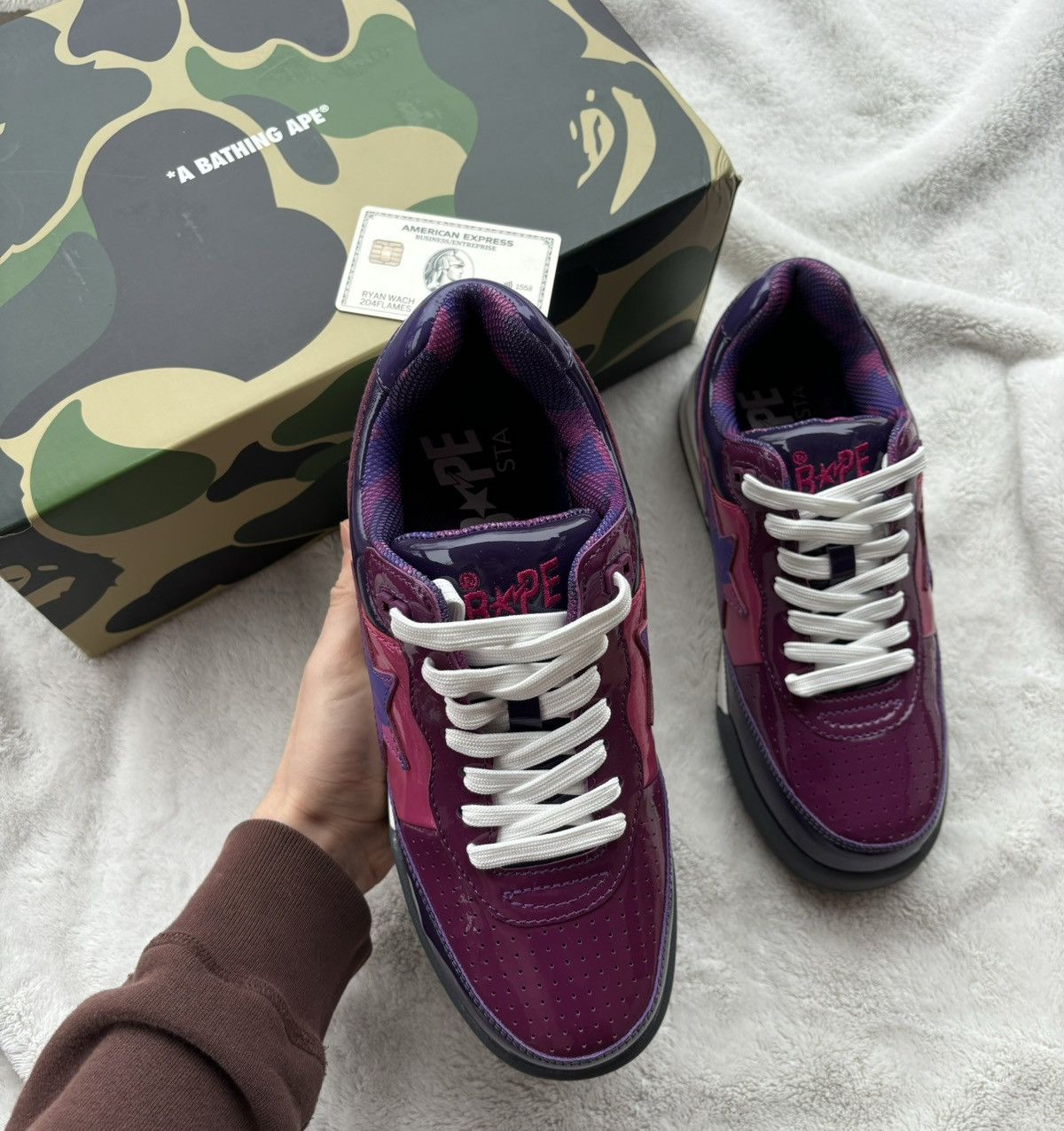 Bape Bape Road Sta Purple/Camo Patent Leather Sneakers Size US 9.5 / EU 42-43 - 6 Thumbnail