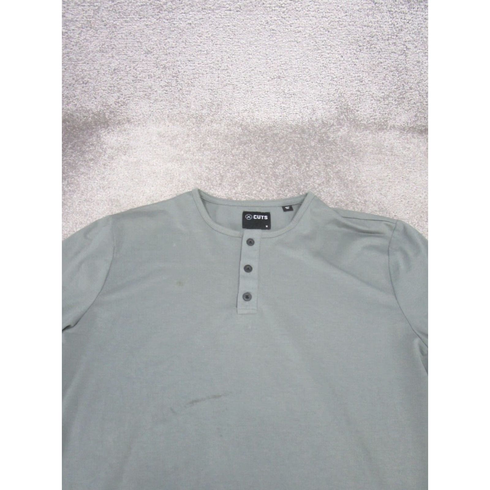 Cuts Cuts Mens Long Sleeve Henley Shirt - Gray - M - Jersey Polycotton - Vintage/Workwear Style? (assume Regular) Size US M / EU 48-50 / 2 - 2 Thumbnail