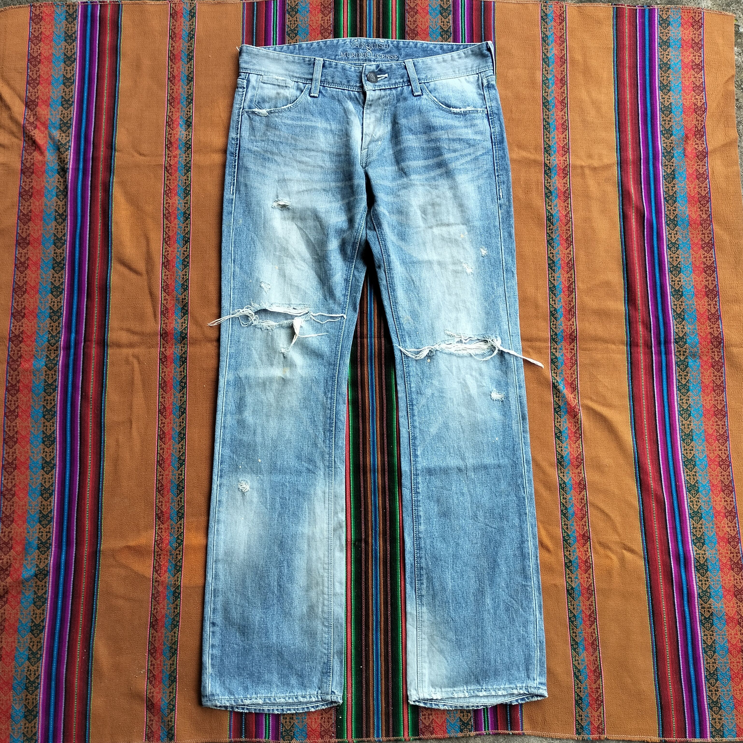 Vanquish Vanquish x Murder License distressed flare denim Size US 33 - 1 Thumbnail