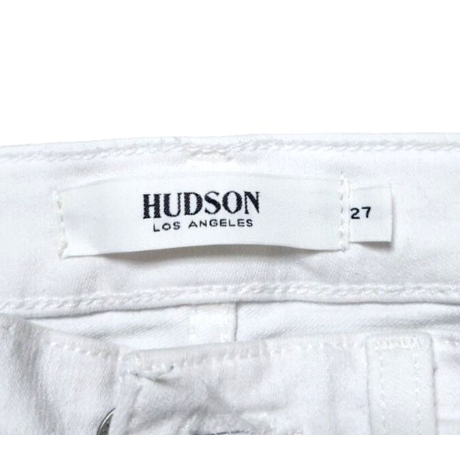 Hudson Hudson Jeans Skinny Jeans White Blue Stripe Denim 27 Womens Regular 90% Cotton 8% Polyester 2% Elastane Belted Pockets Raw Hem Size 27" / US 4 / IT 40 - 6 Thumbnail