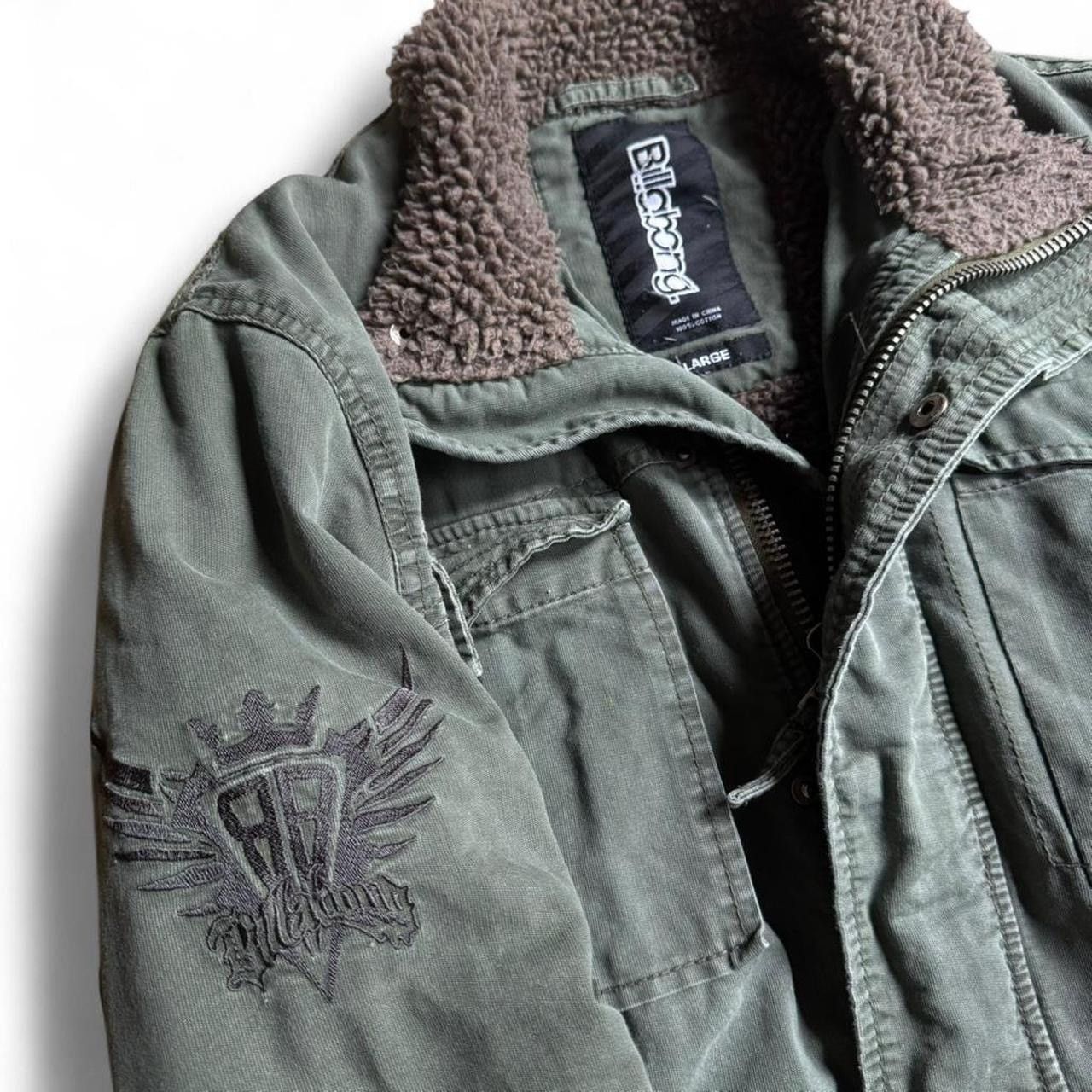 Billabong Y2K men's billabong surfer grunge military sherpa jacket Size US L / EU 52-54 / 3 - 3 Thumbnail