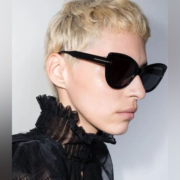 image of Tom Ford Anya Cat-Eye Frame Sunglasses - Black, Women's