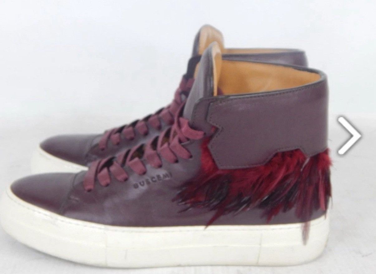 Buscemi Buscemi High-Top Maroon Leather w Feather Trim dz 38 Size US 8 / IT 38 - 4 Thumbnail