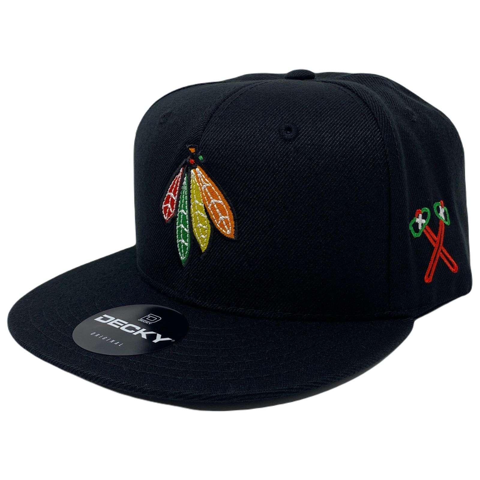 Other Indian Feathers Tomahawk Snapback Hat All Black Size ONE SIZE - 3 Thumbnail