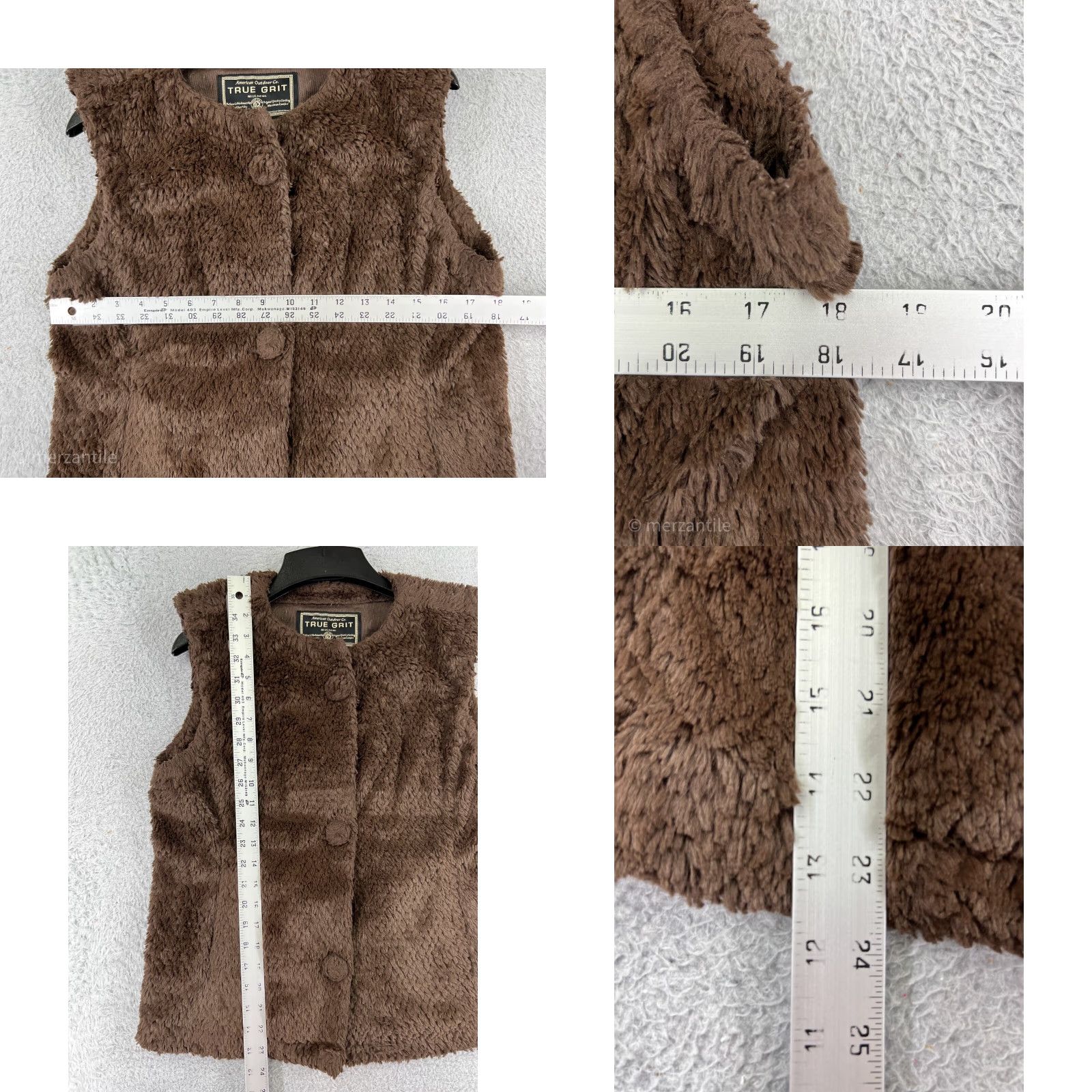 Vintage True Grit Vest Womens Medium Brown Furry Button Up Polyester Fleece Size M / US 6-8 / IT 42-44 - 8 Thumbnail