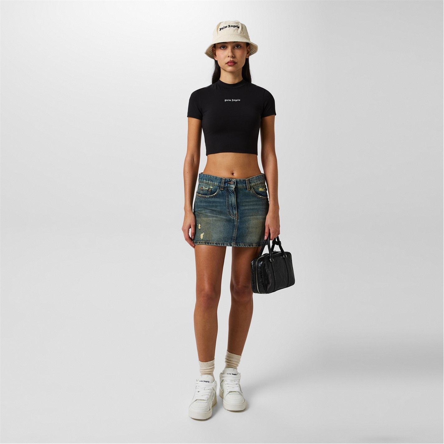 Palm Angels o1g2r1mq0325 Crop T-Shirt in Black Size L / US 10 / IT 46 - 6 Thumbnail