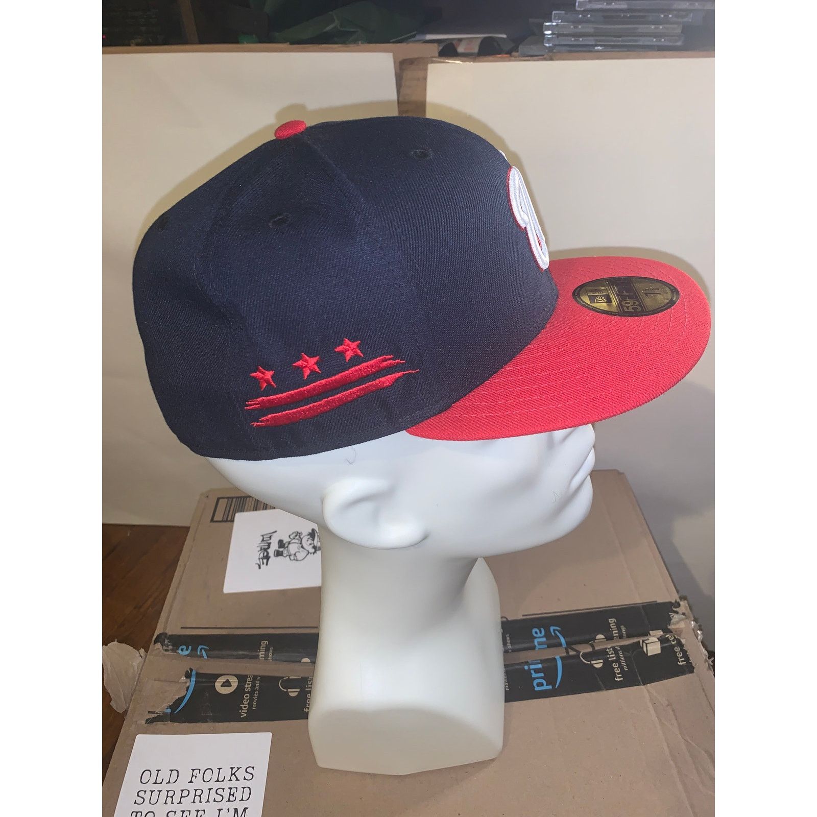 New Era Washington Nationals New Era Fitted Hat 7 5/8 Navy Red Size ONE SIZE - 2 Thumbnail