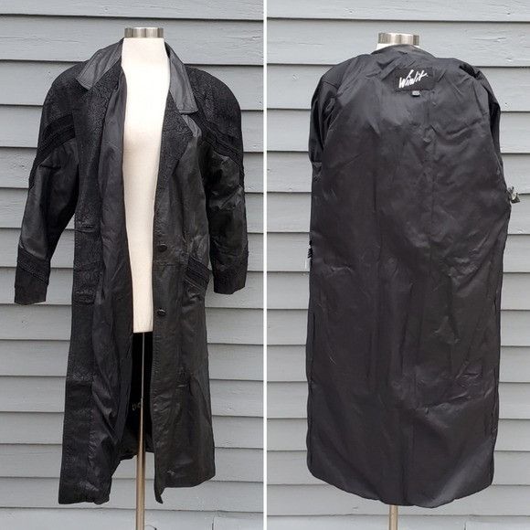 Vintage Vintage 90s y2k Winlet Black Leather Oversize Slouchy Trench Size M / US 6-8 / IT 42-44 - 3 Thumbnail