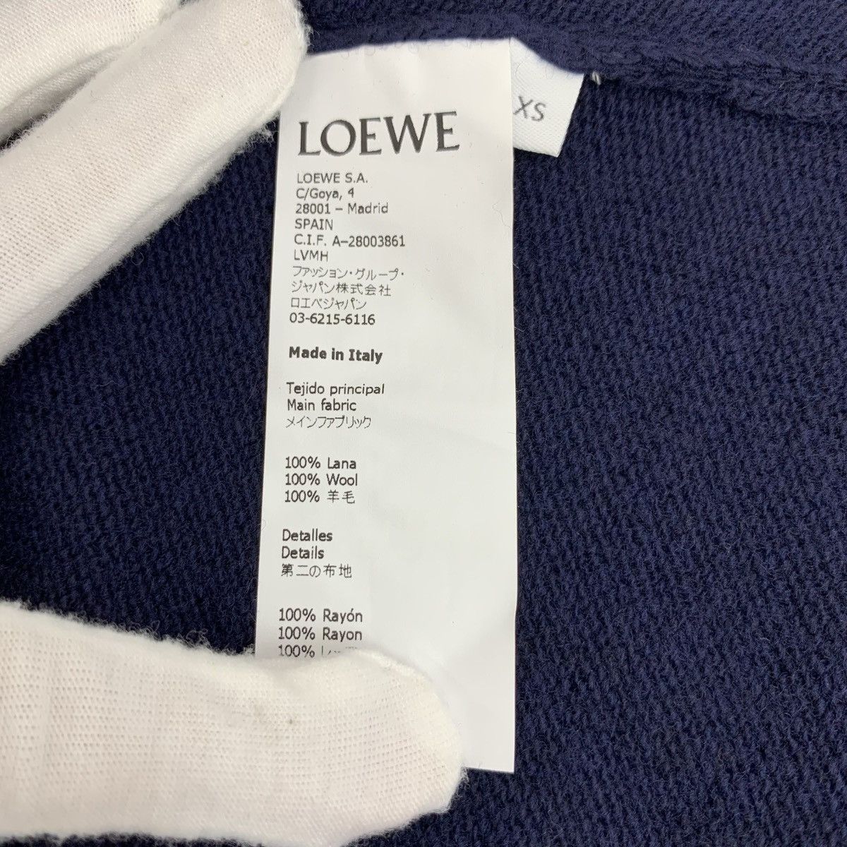 Loewe Loewe Navy Wool Knit Sweater Long Sleeve K26WX Size XS / US 0-2 / IT 36-38 - 7 Thumbnail