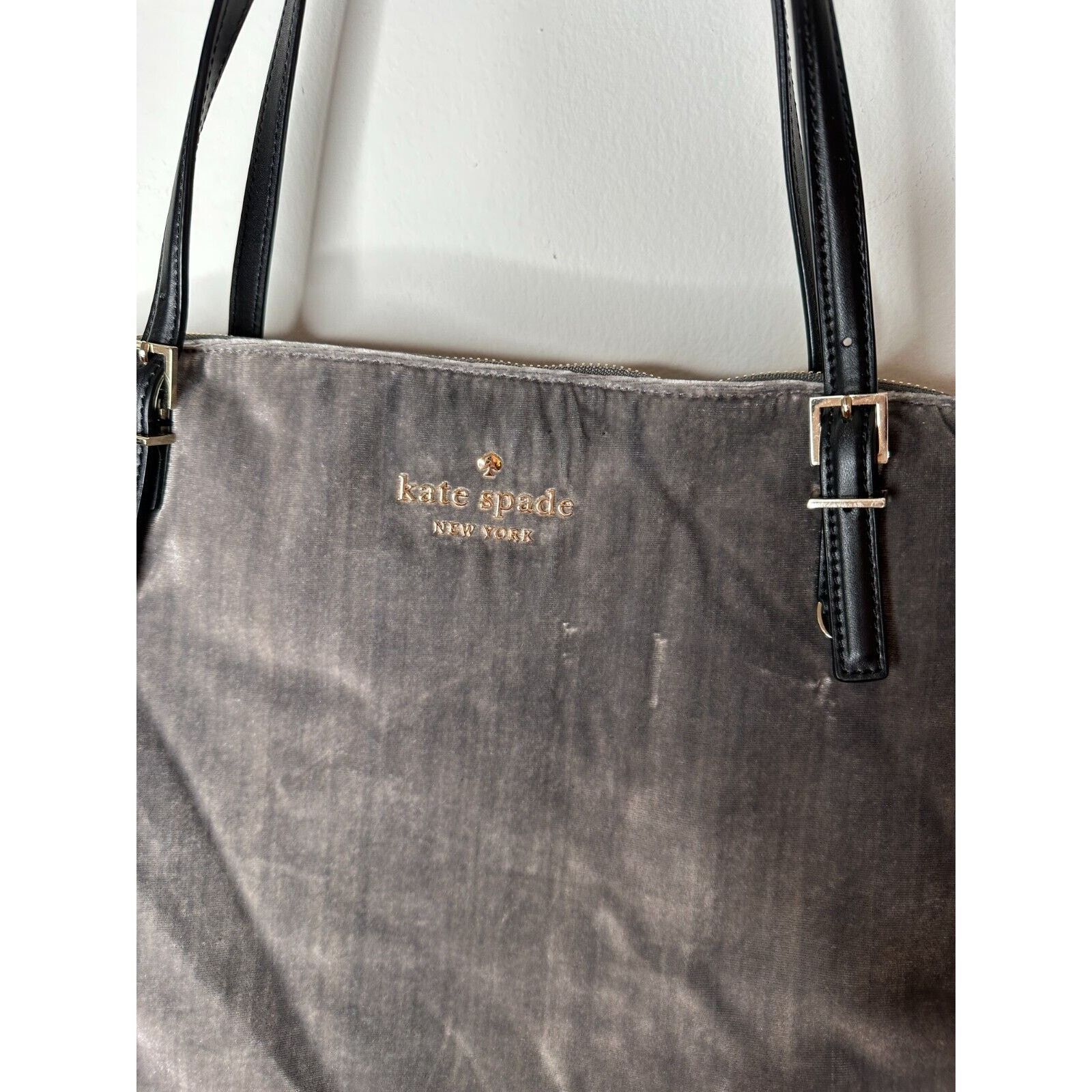 Kate Spade Kate Spade Gray Kona Dawn Place Velvet Leather Handle Tote L Size ONE SIZE - 3 Thumbnail