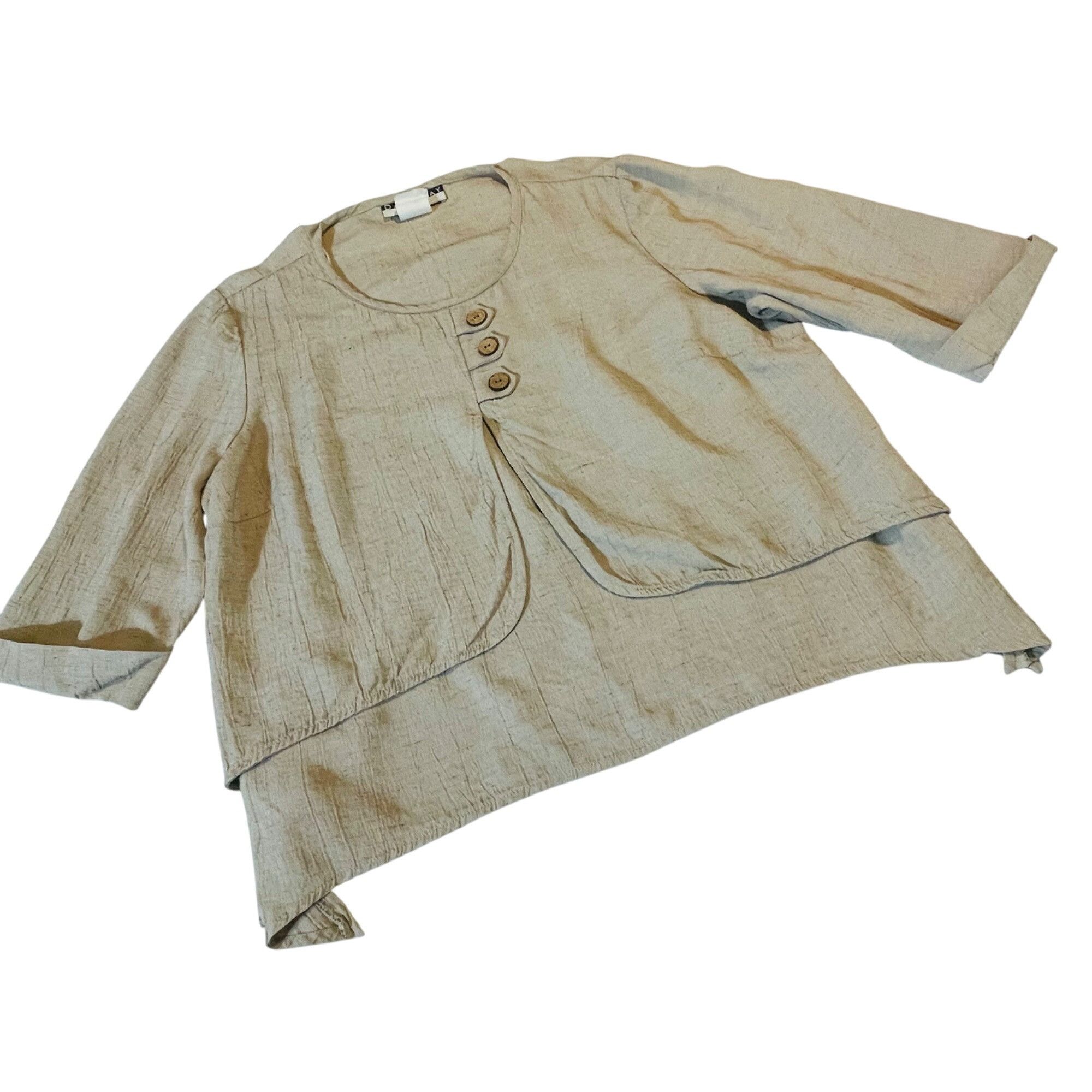 Dana Lee Dana Kay Womens Asymmetrical Beige Top Size 16WP Rayon Blend Size L / US 10 / IT 46 - 1 Thumbnail