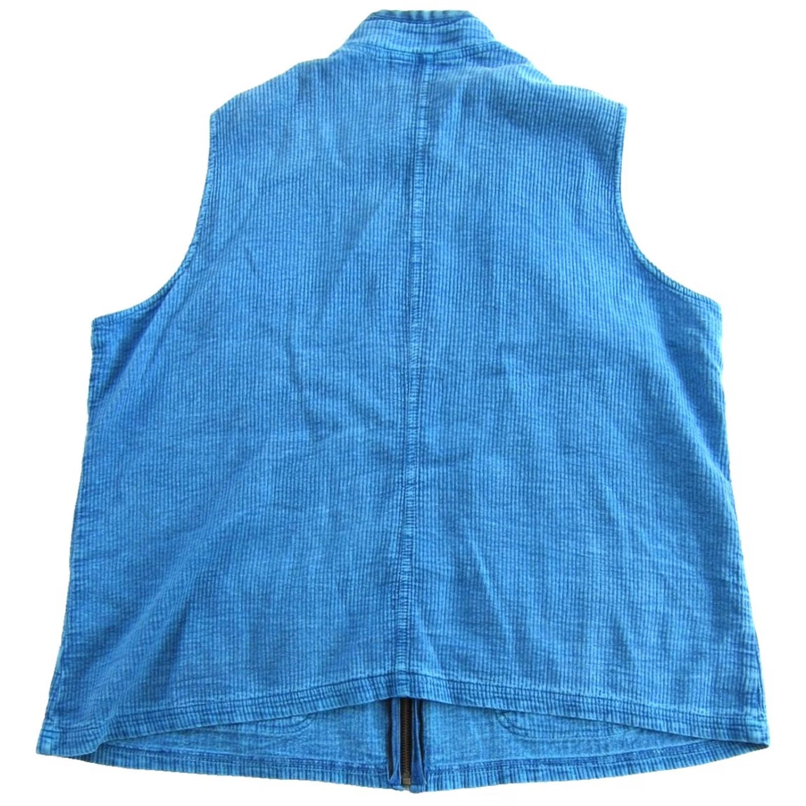 Orvis VINTAGE ORVIS Vest Women XL Blue Cotton Ribbed Pocket Zip Full Zip Pockets 100% Cotton Vest Size XL / US 12-14 / IT 48-50 - 2 Thumbnail